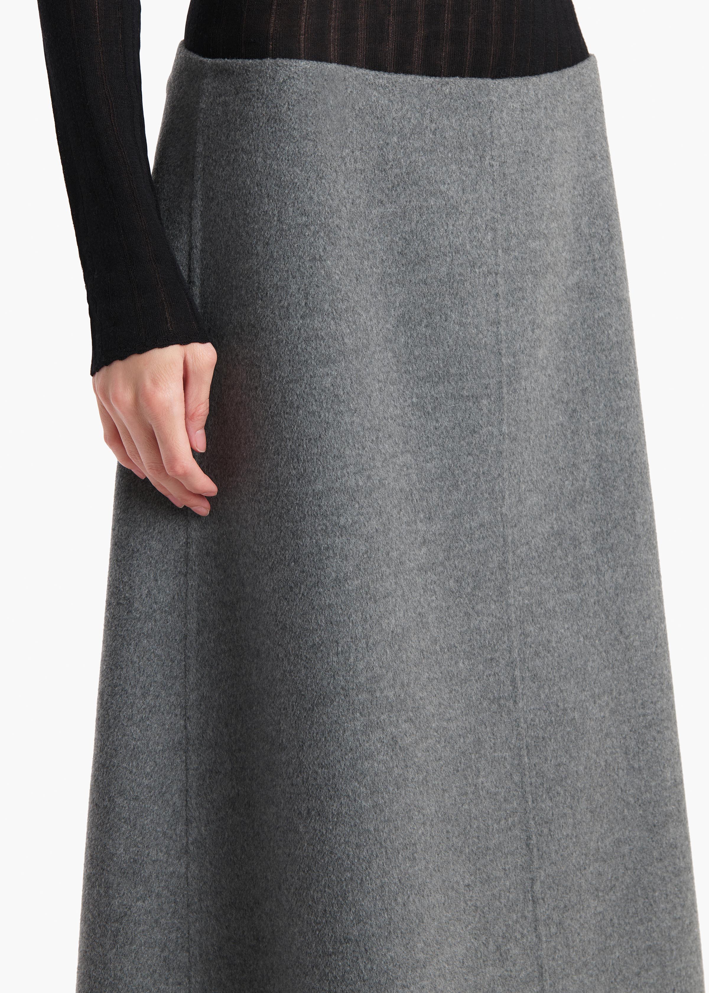Khaite - Nania Skirt in Grey Melange - Image 12