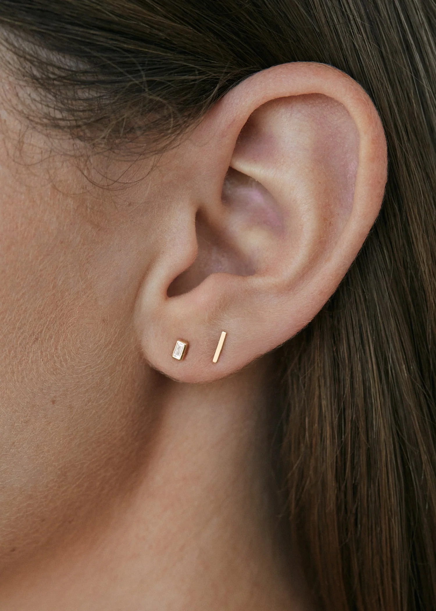 Kinn - Naomi Baguette Stud Earrings Diamond - Image 3