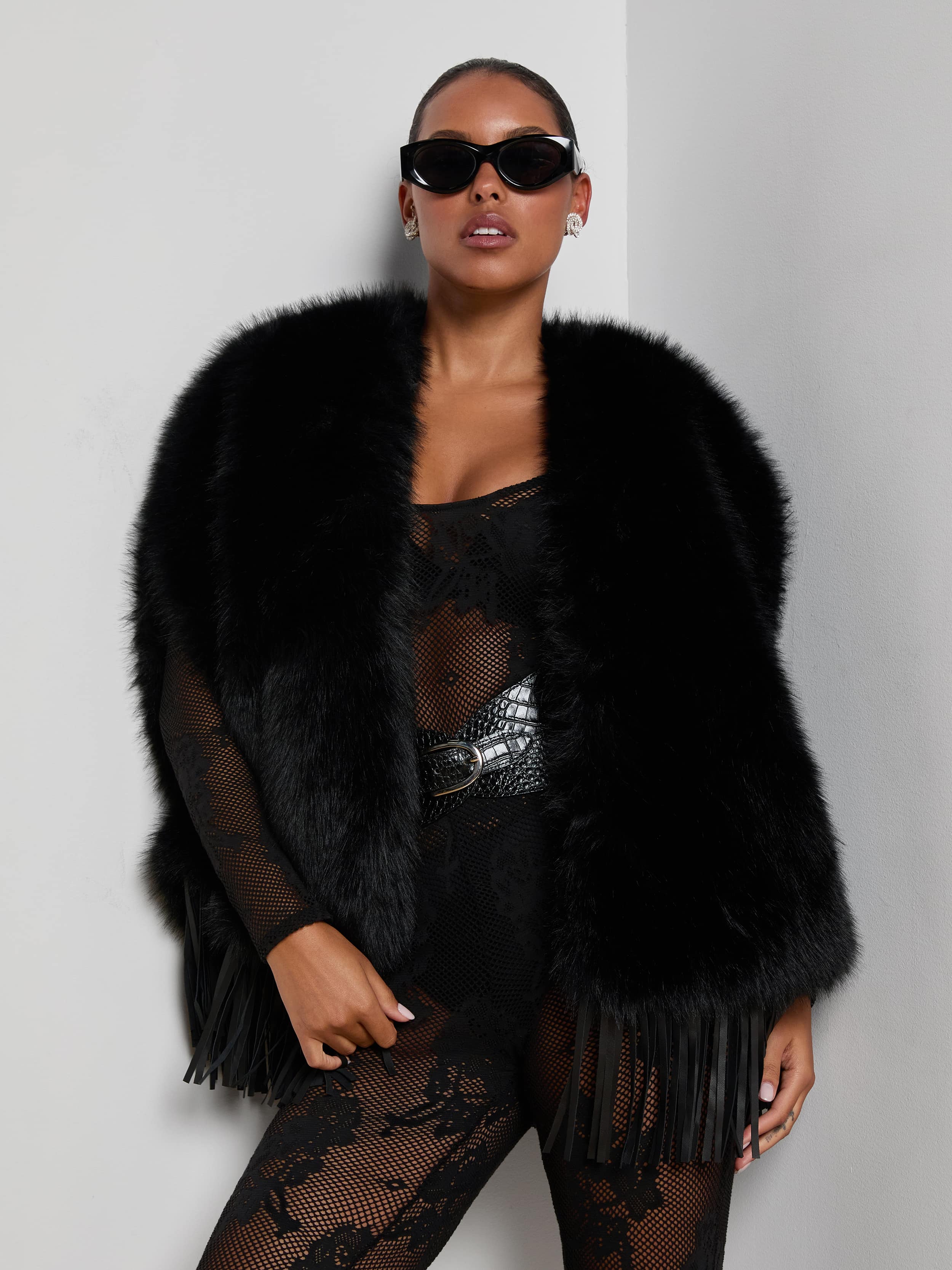 L'AGENCE - Nathalia Faux Fur Cape - Image 2