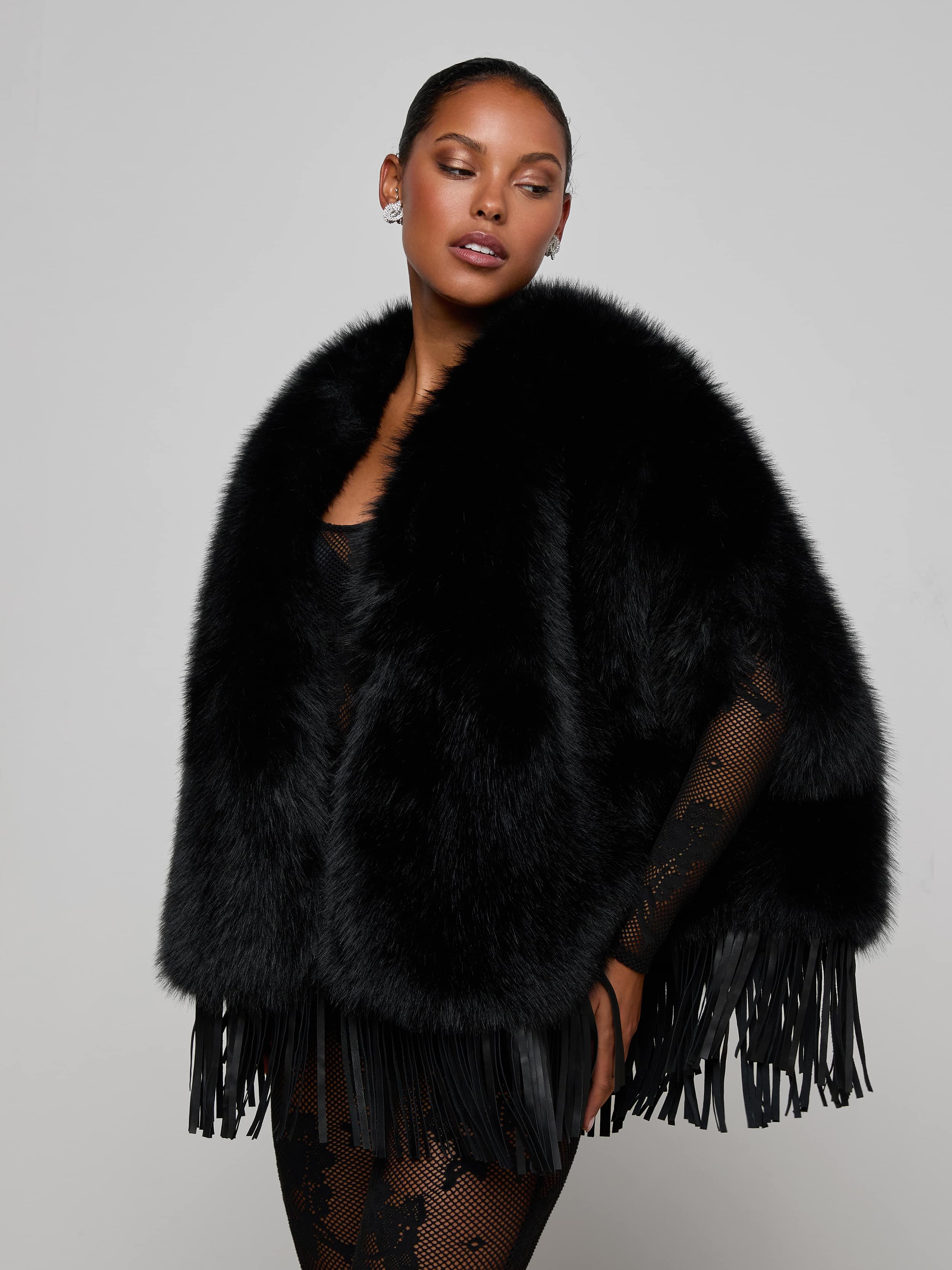 L'AGENCE - Nathalia Faux Fur Cape - Image 3