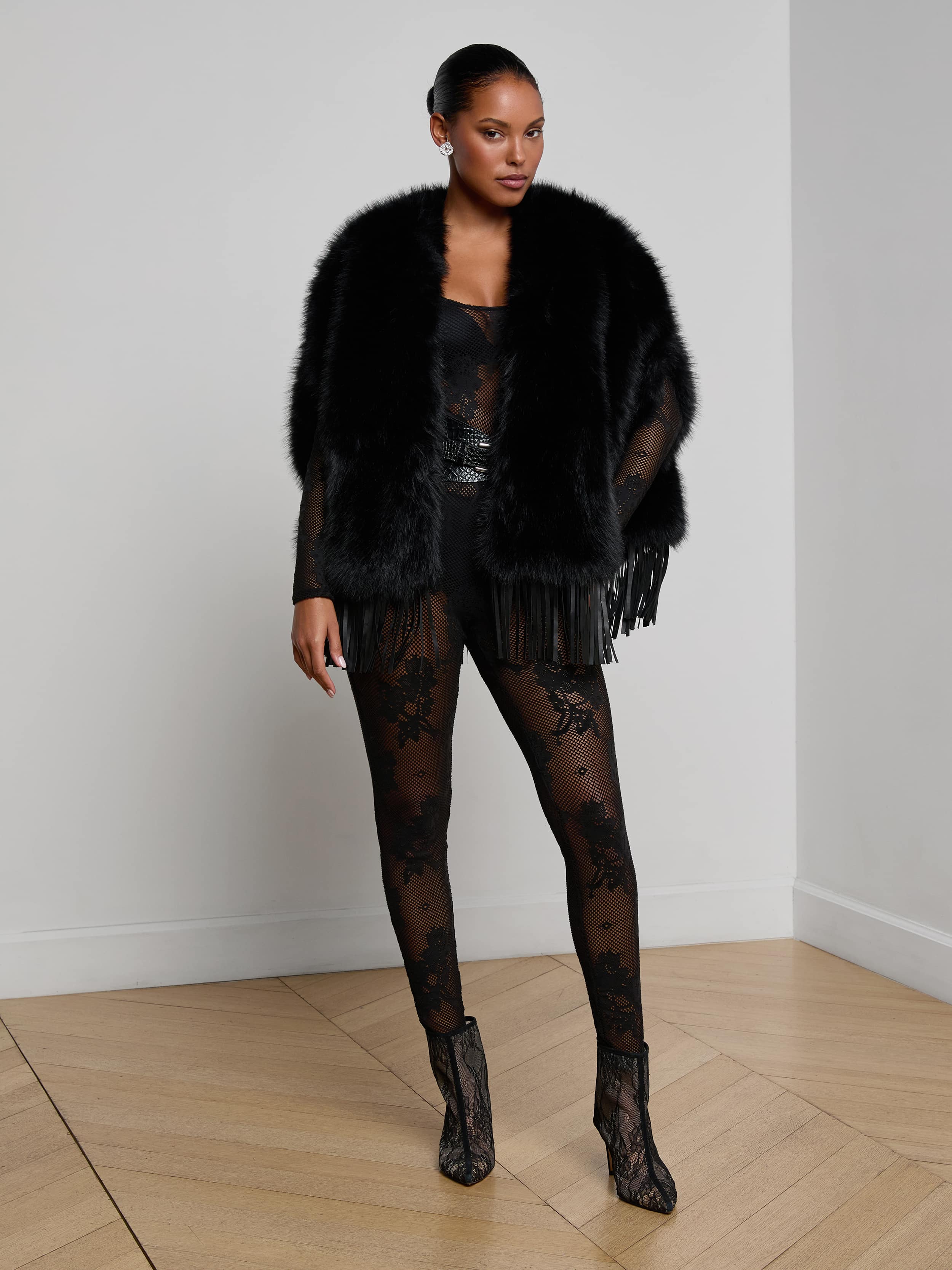 L'AGENCE - Nathalia Faux Fur Cape - Image 4