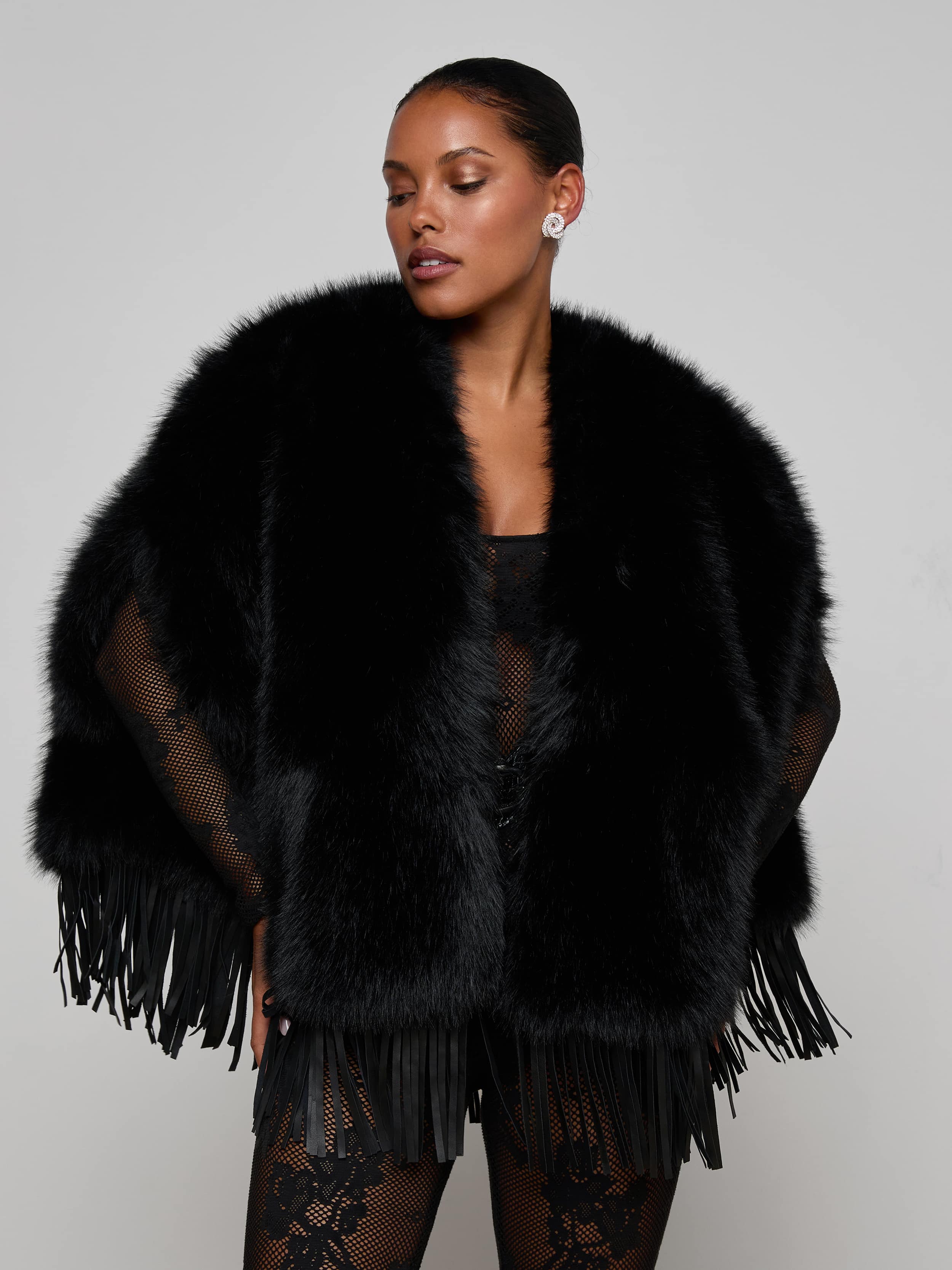 L'AGENCE - Nathalia Faux Fur Cape - Image 9