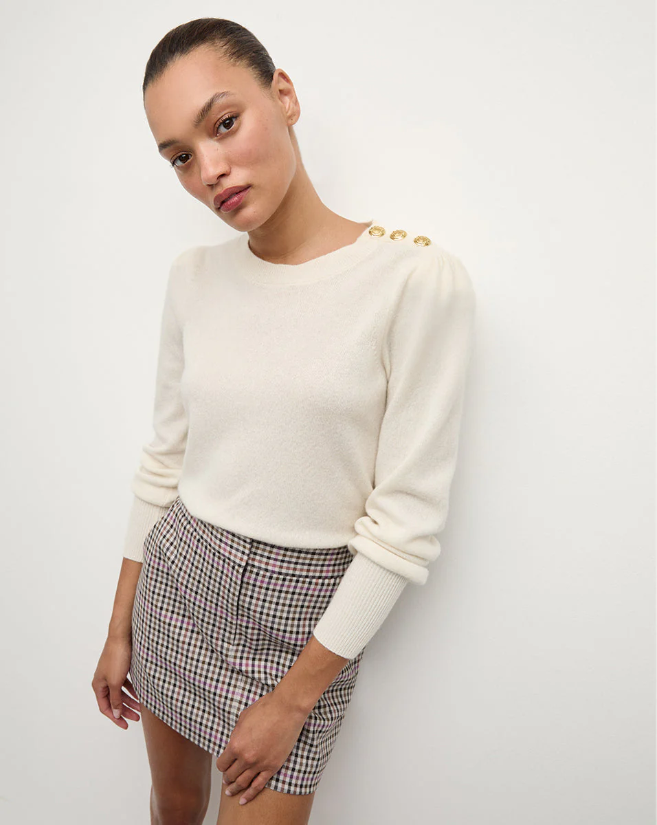 Veronica Beard - Nelia Cashmere Pullover | Button Accent