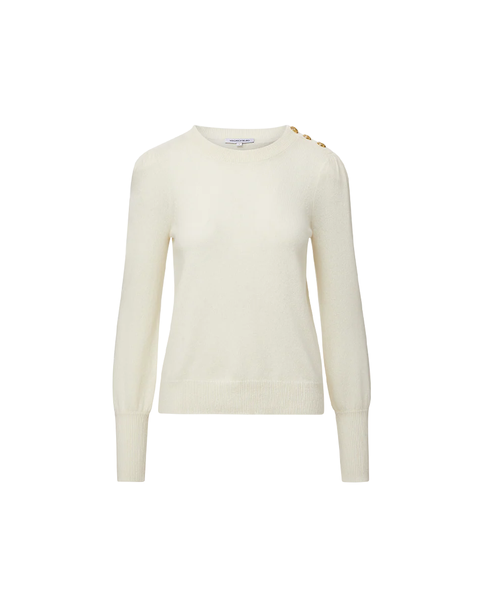 Veronica Beard - Nelia Cashmere Pullover | Button Accent - Image 5