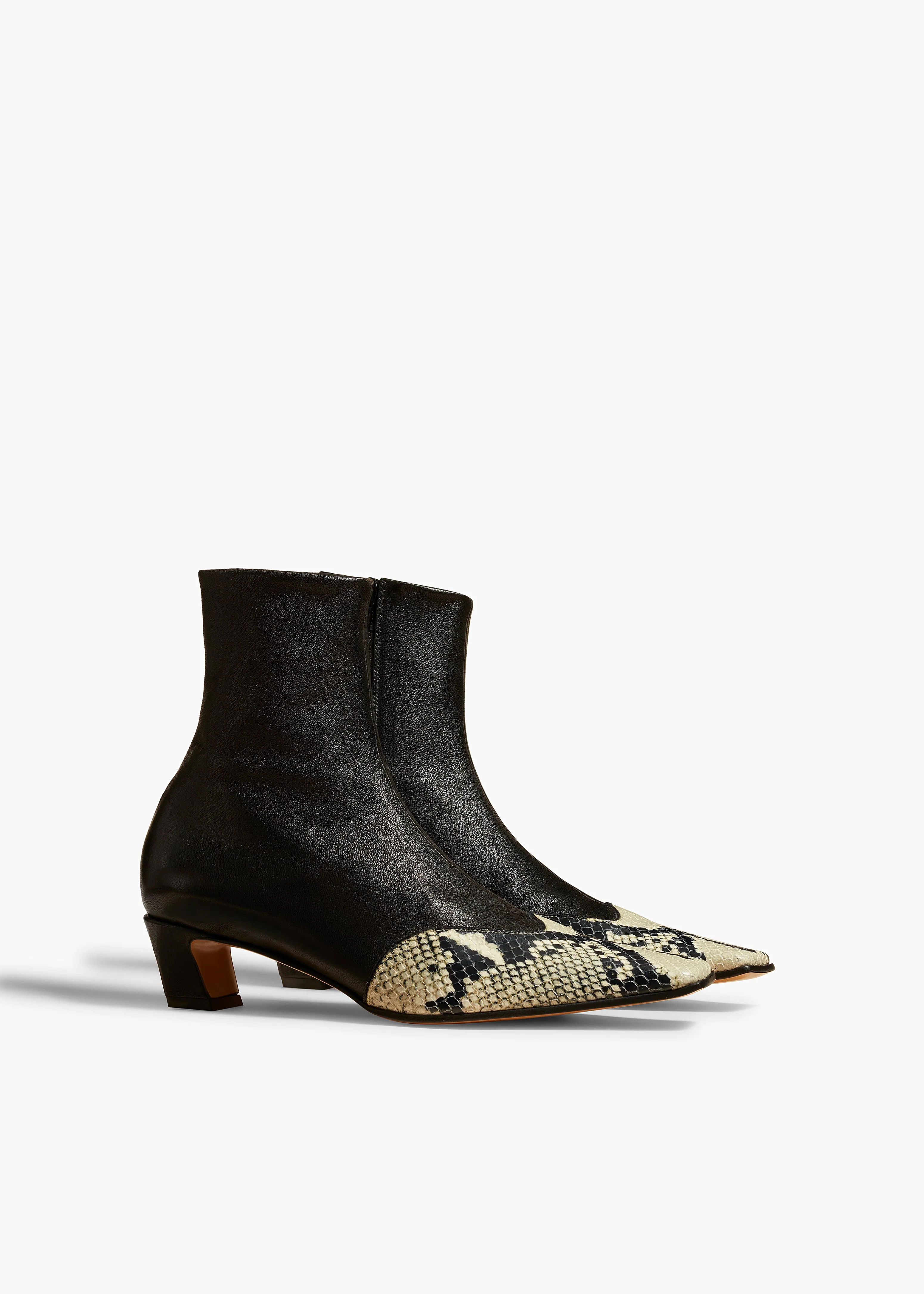 Khaite - Nevada Stretch Low Boot in Black with Natural Python - Embossed Leather - Image 2
