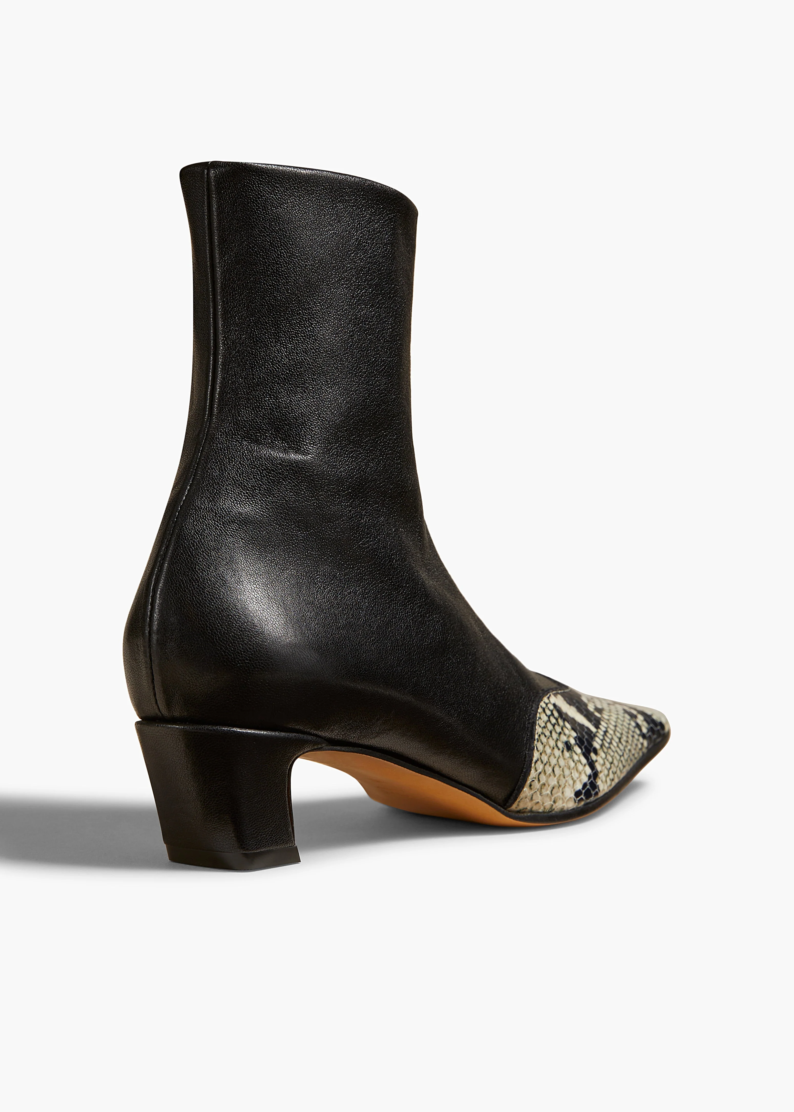 Khaite - Nevada Stretch Low Boot in Black with Natural Python - Embossed Leather - Image 3