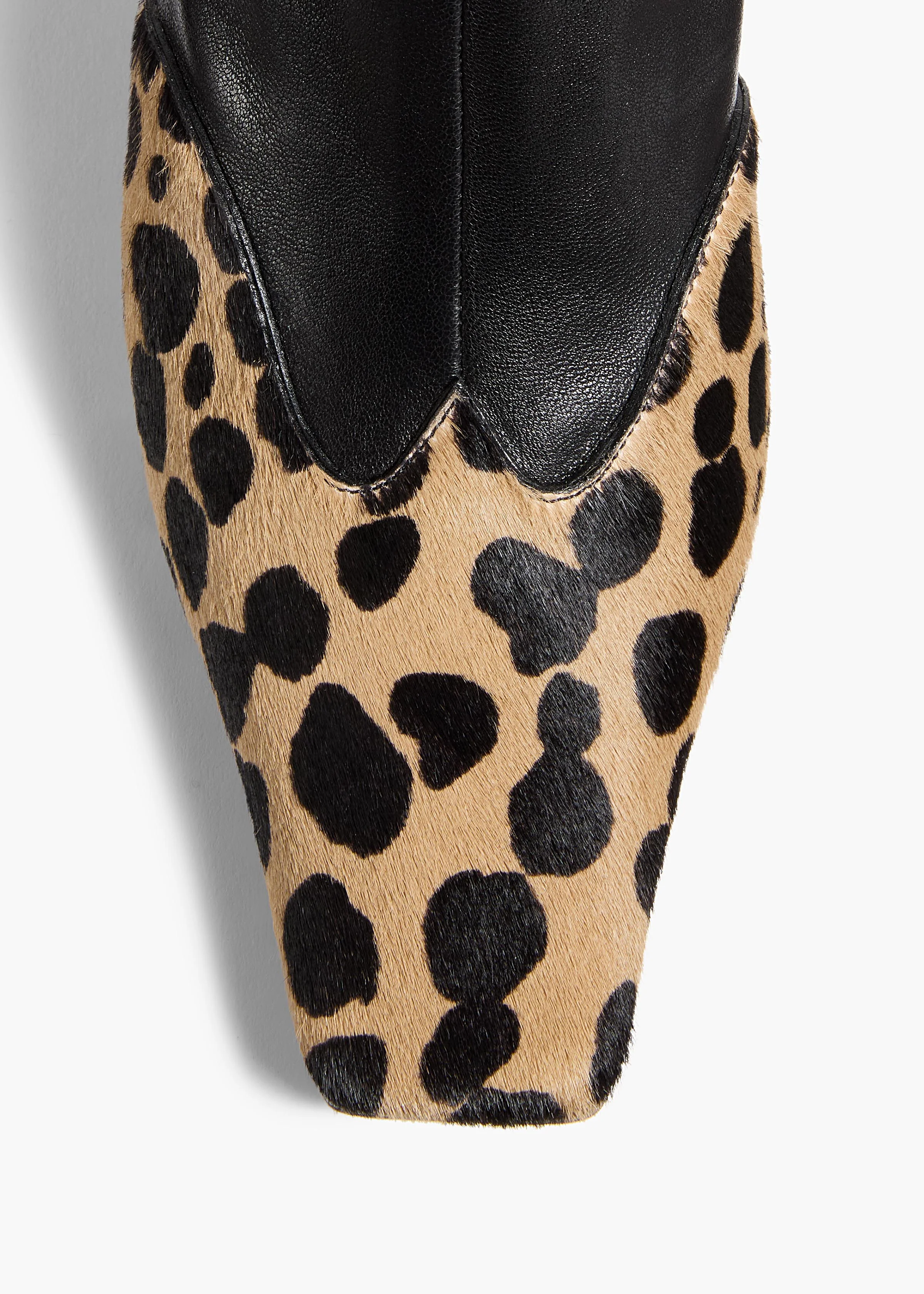 Khaite - Nevada Stretch Low Boot in Black Leather with Hyena Print Haircalf - Image 10