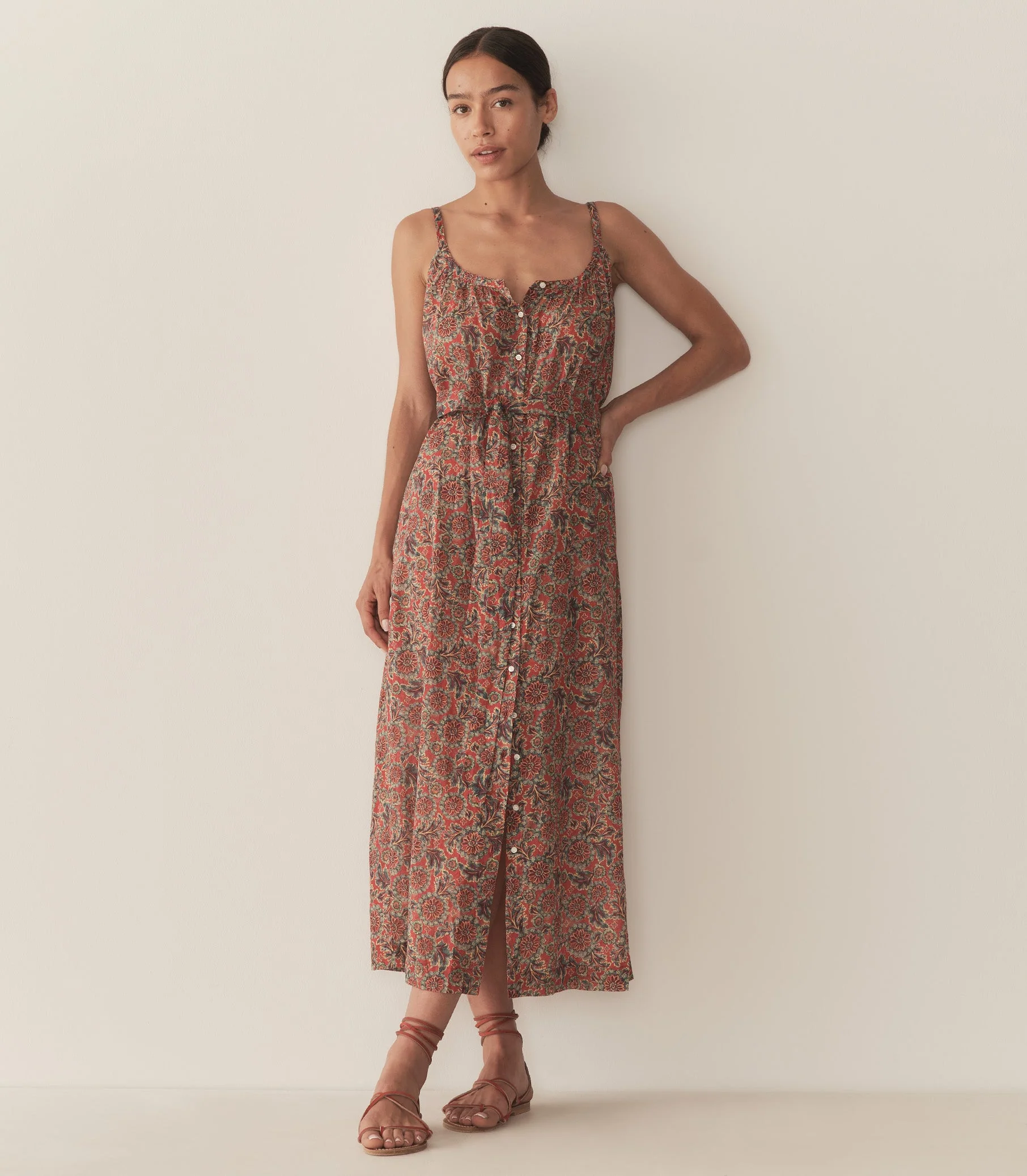 DÔEN - NEVITA DRESS -- L'ORANGE SOLEIL FLEURIT