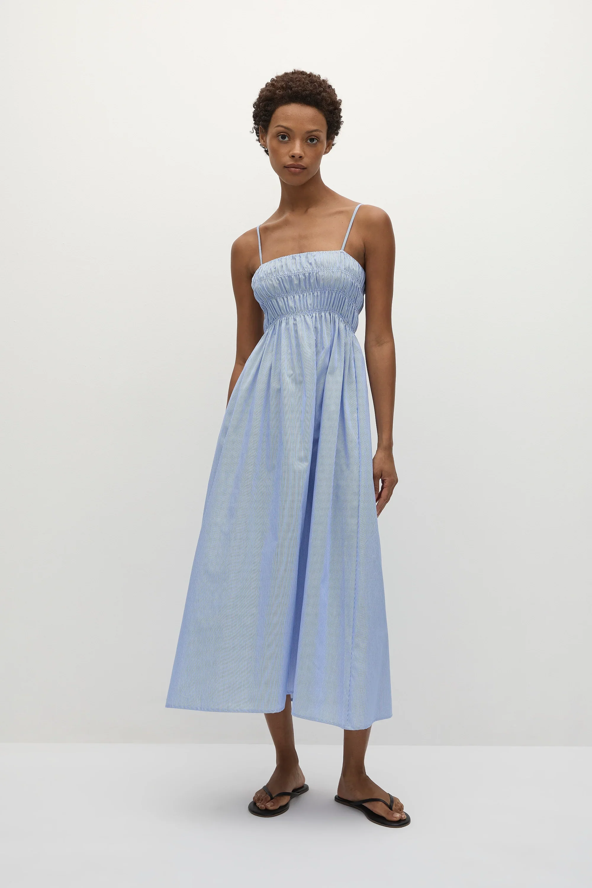 Faithfull - Nica Midi Dress Soft Blue Stripe - Final Sale