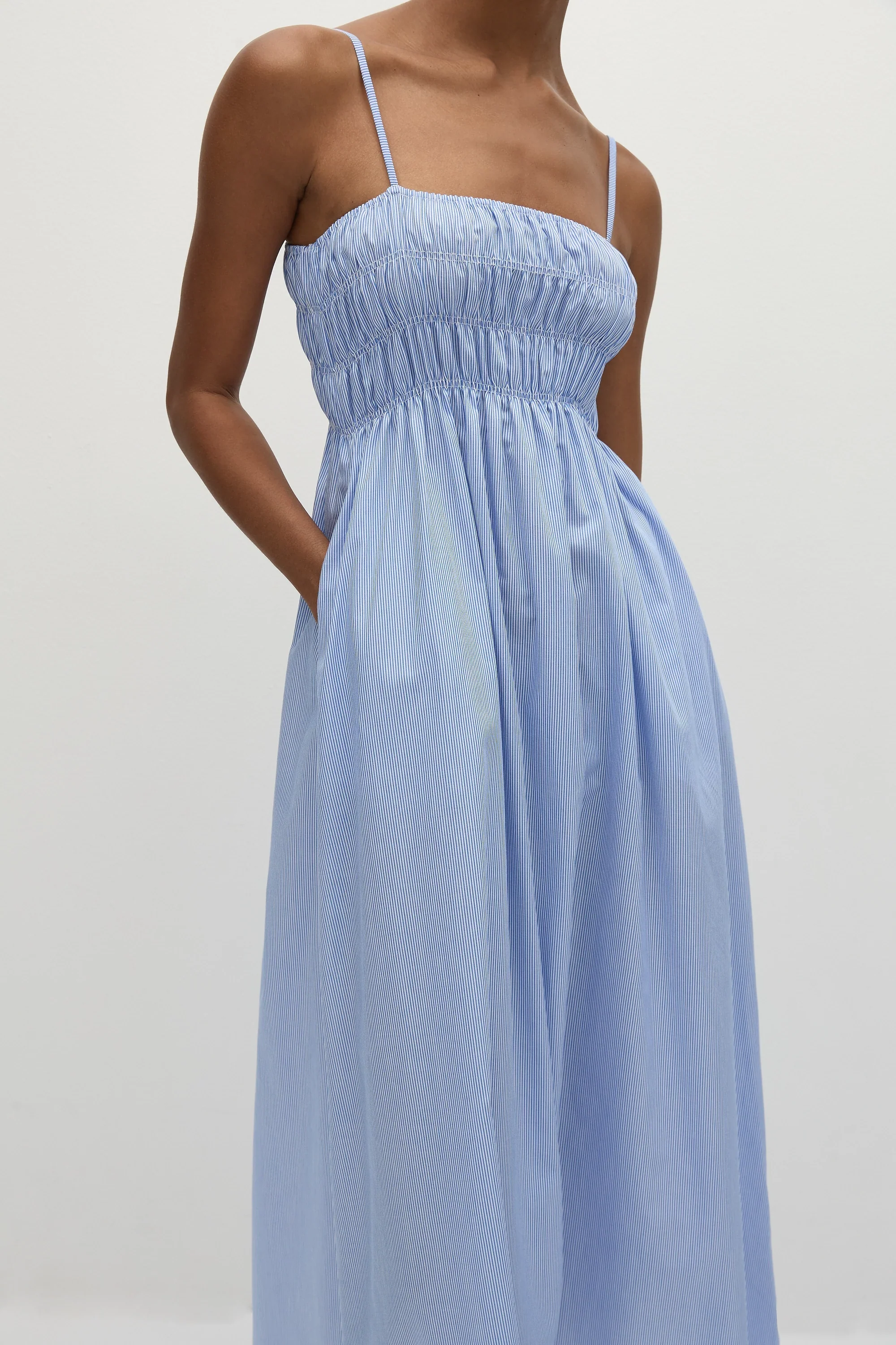 Faithfull - Nica Midi Dress Soft Blue Stripe - Final Sale - Image 2