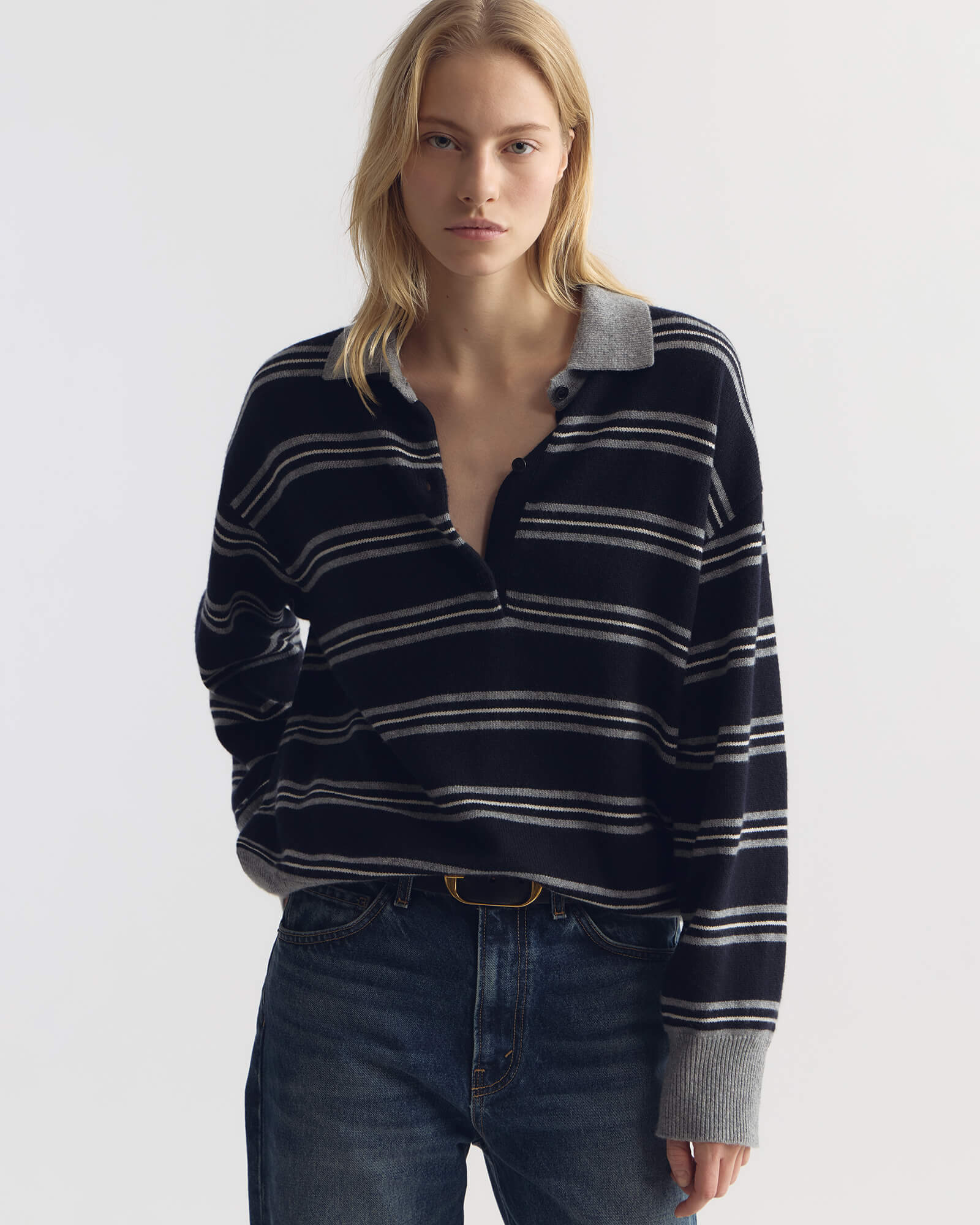 Nili Lotan - GALVEZ STRIPE CASHMERE POLO - Image 2