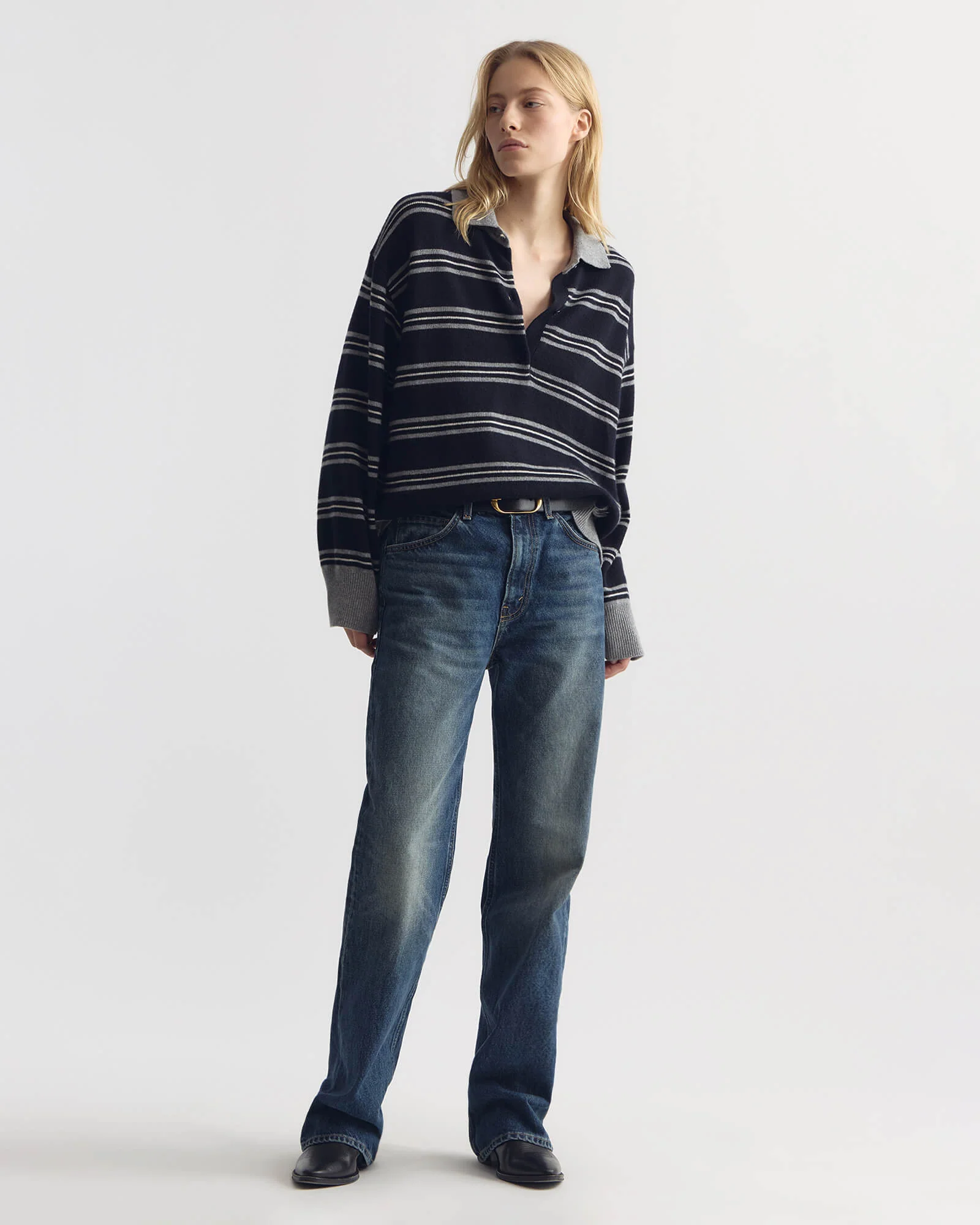 Nili Lotan - GALVEZ STRIPE CASHMERE POLO - Image 4