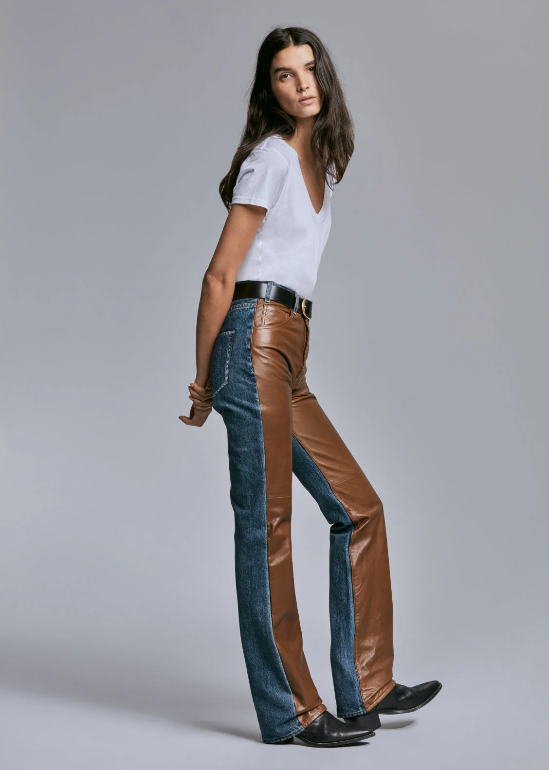 Nili Lotan - JOAN LEATHER COMBO JEAN - Image 8