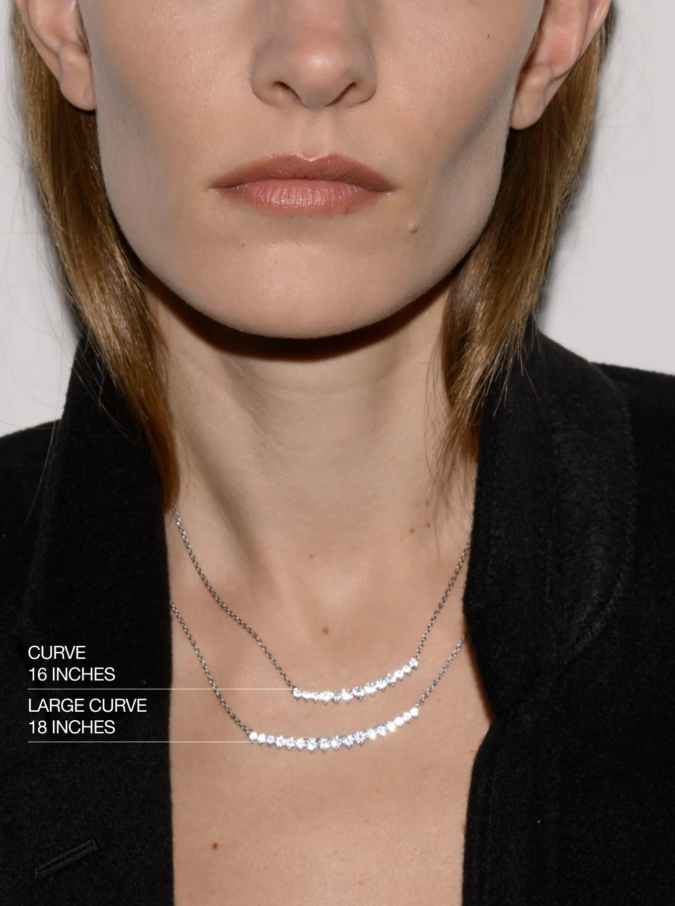 Dorsey - LARGE CURVE NECKLACE IN LAB WHITE SAPPHIRE - Image 4