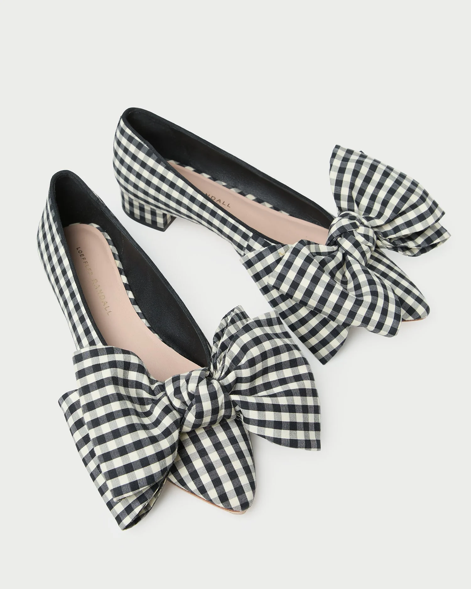 Loeffler Randall - Noa Black/White Gingham Bow Flat - Image 4