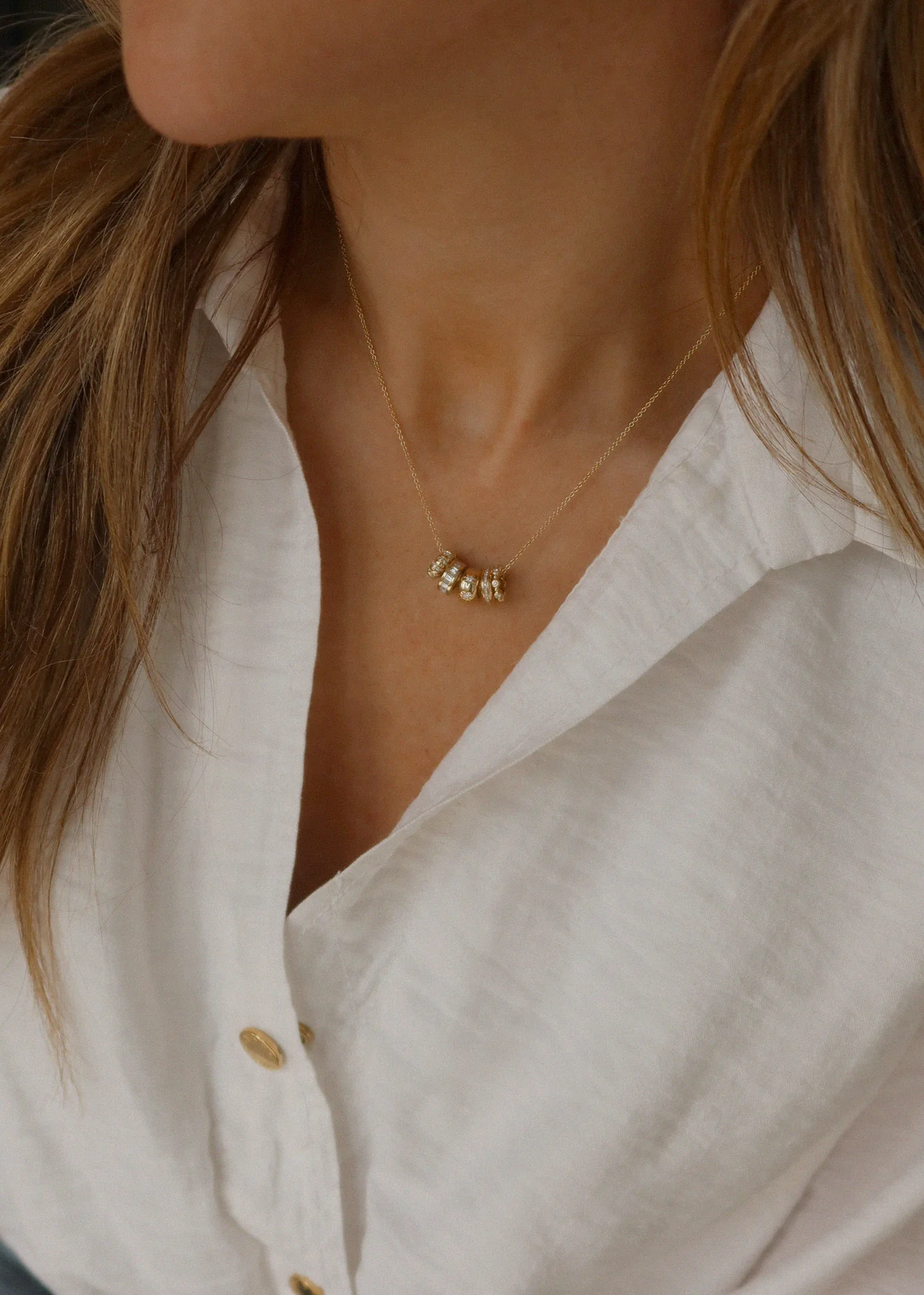 Kinn - Noelle Pavé Dome Birthstone Charm Diamond Necklace - Image 3