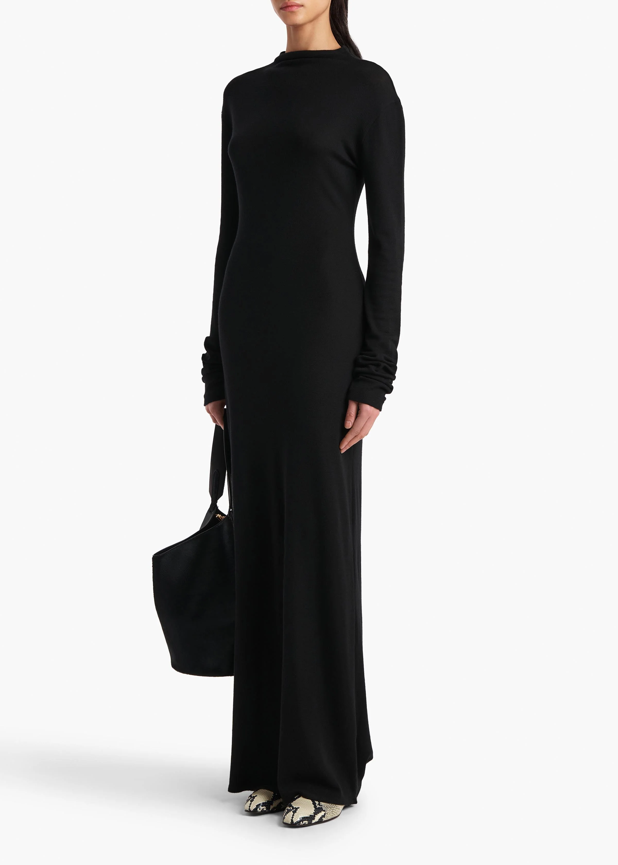 Khaite - Norla Dress in Black Silk Cashmere Jersey - Image 9