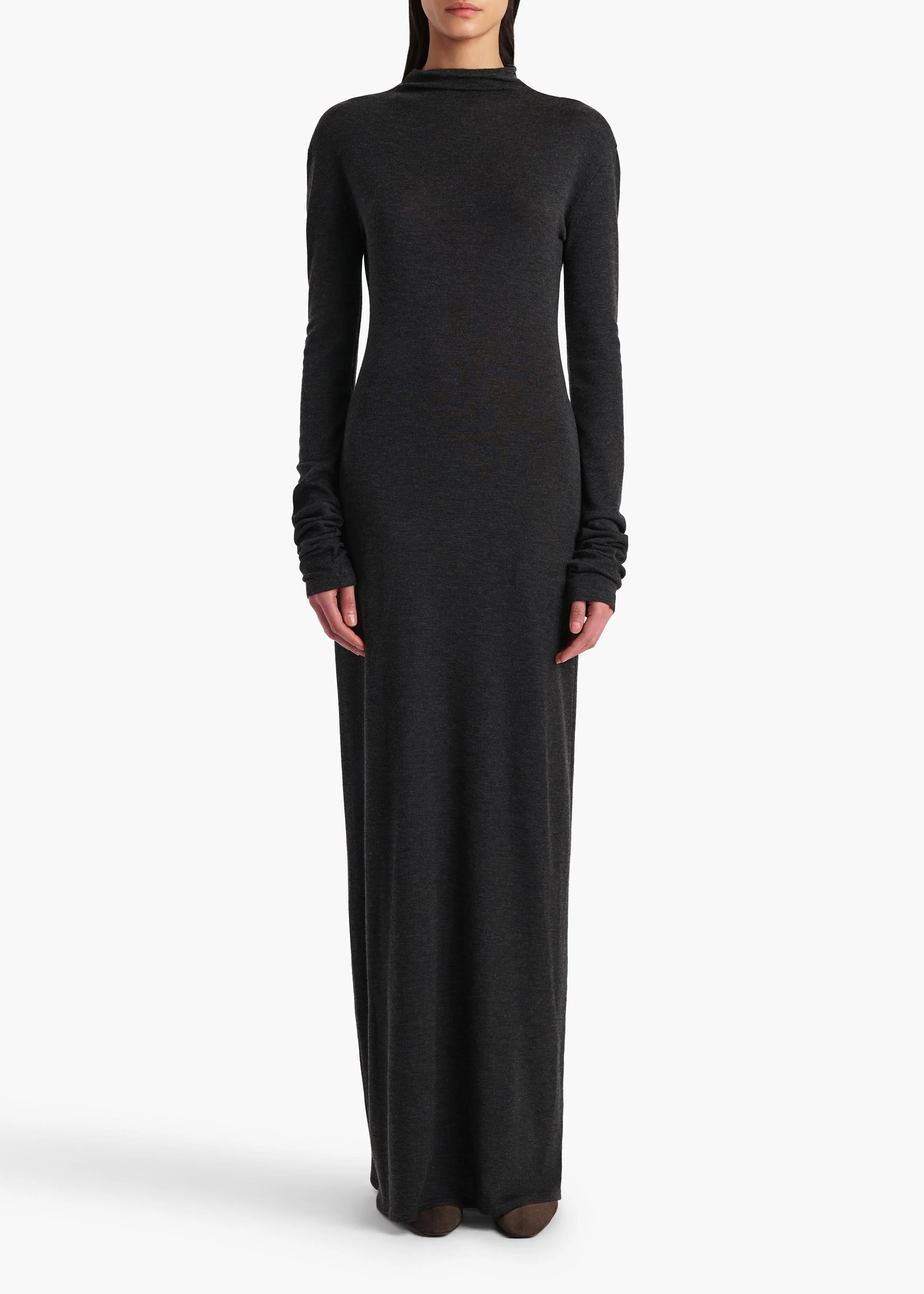 Khaite - Norla Dress in Charcoal Silk Cashmere Jersey - Image 10