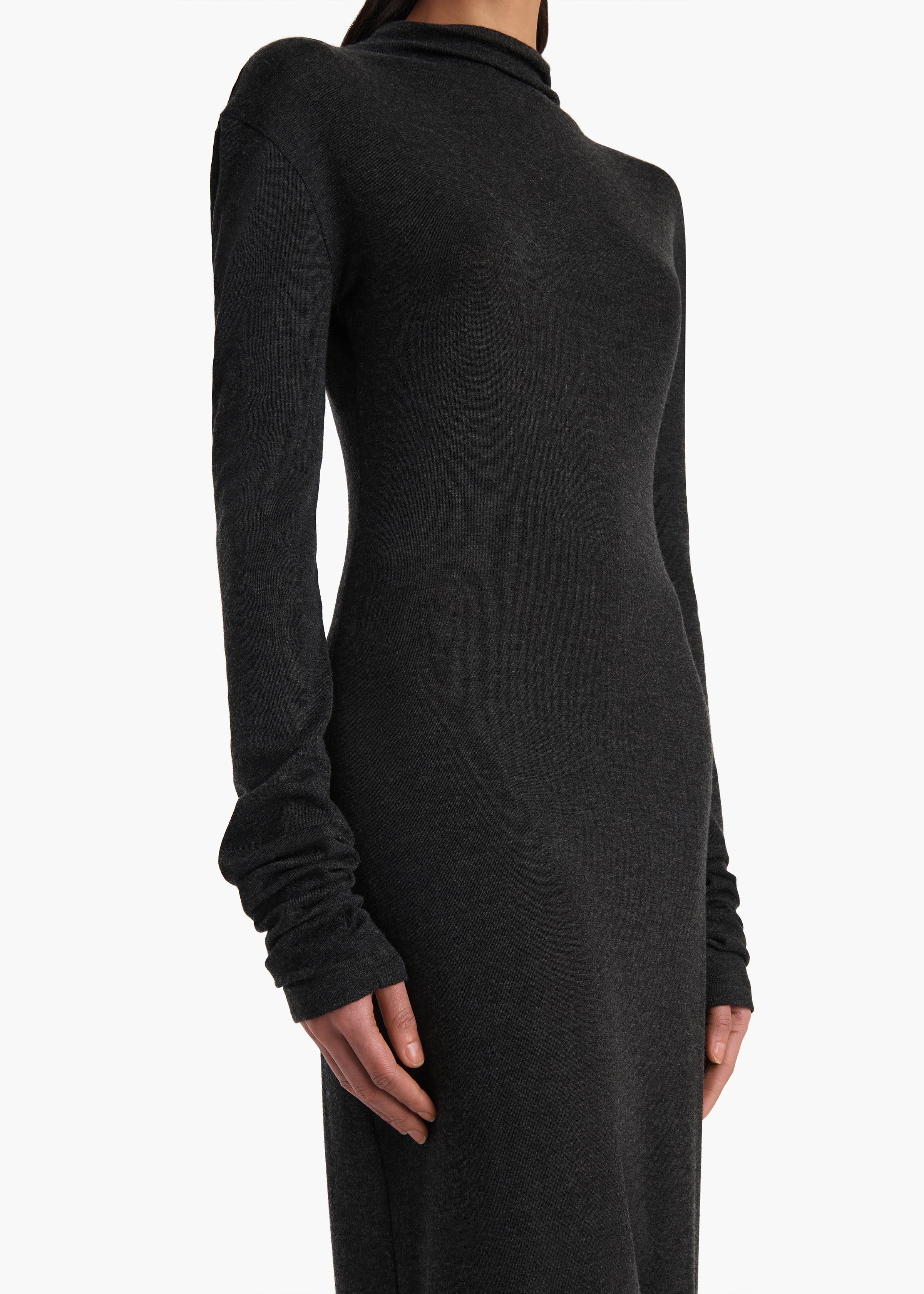 Khaite - Norla Dress in Charcoal Silk Cashmere Jersey - Image 12