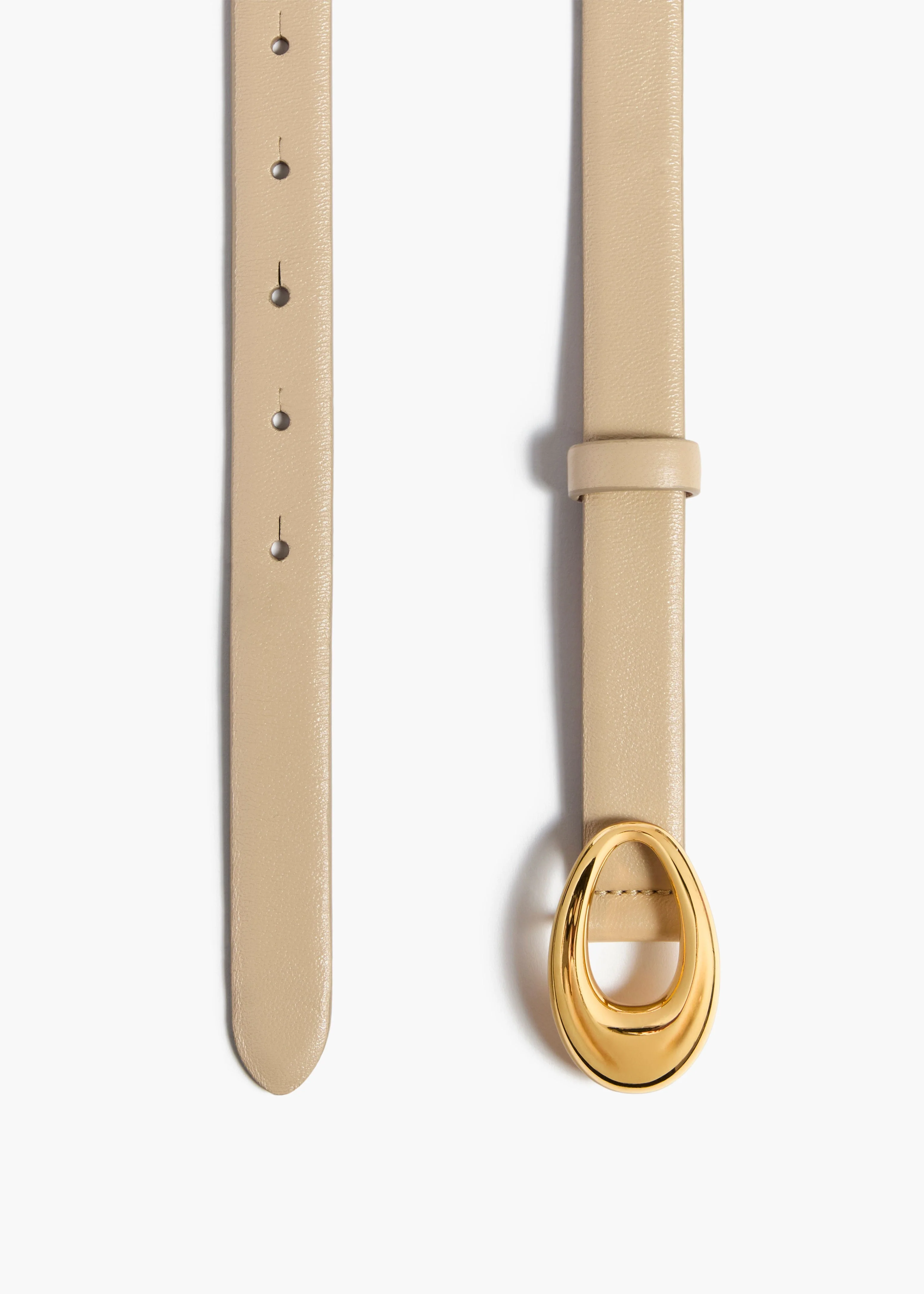 Khaite - Olivia Belt in Beige Leather with Gold - Image 5