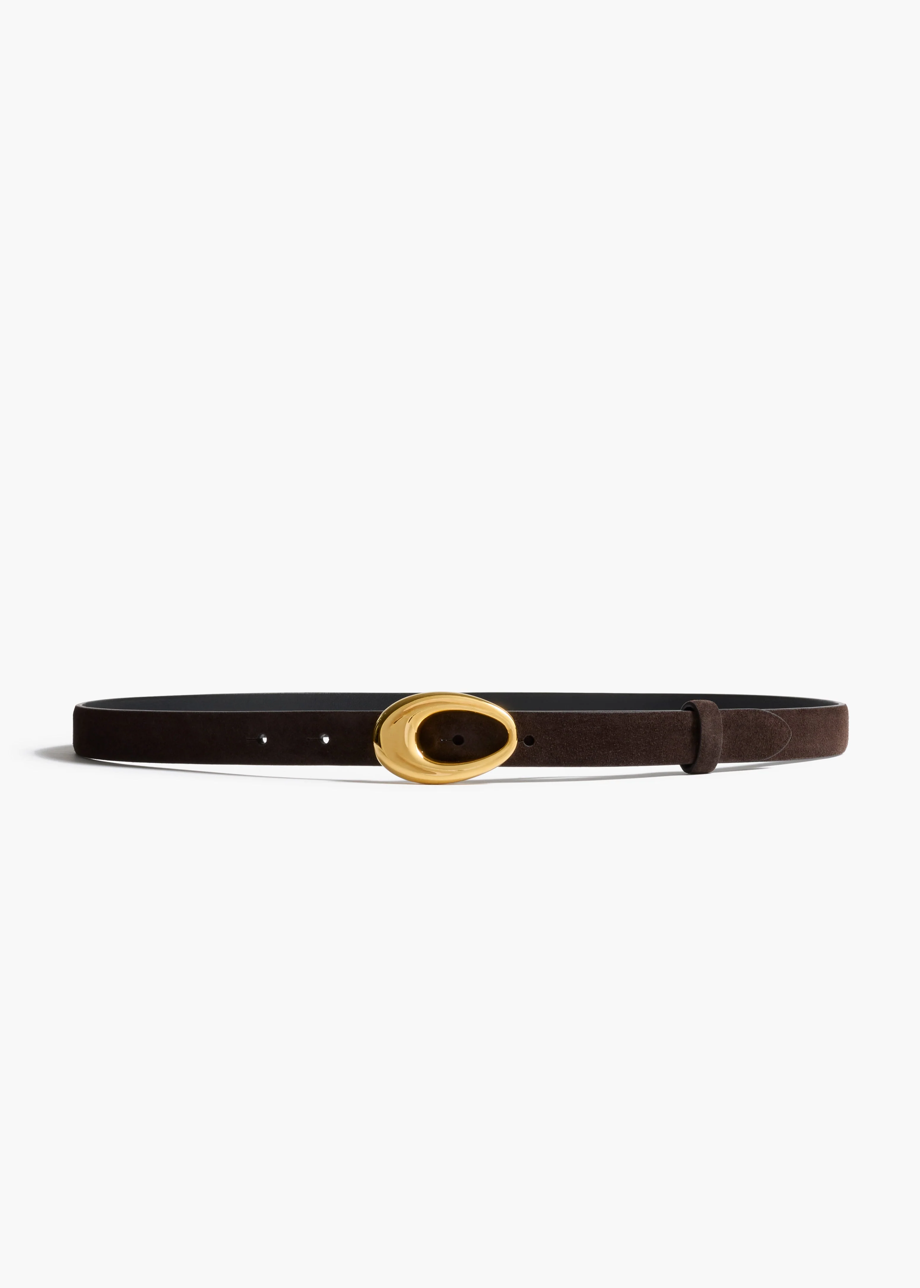 Khaite - Olivia Belt in Umber Suede with Gold - Image 4
