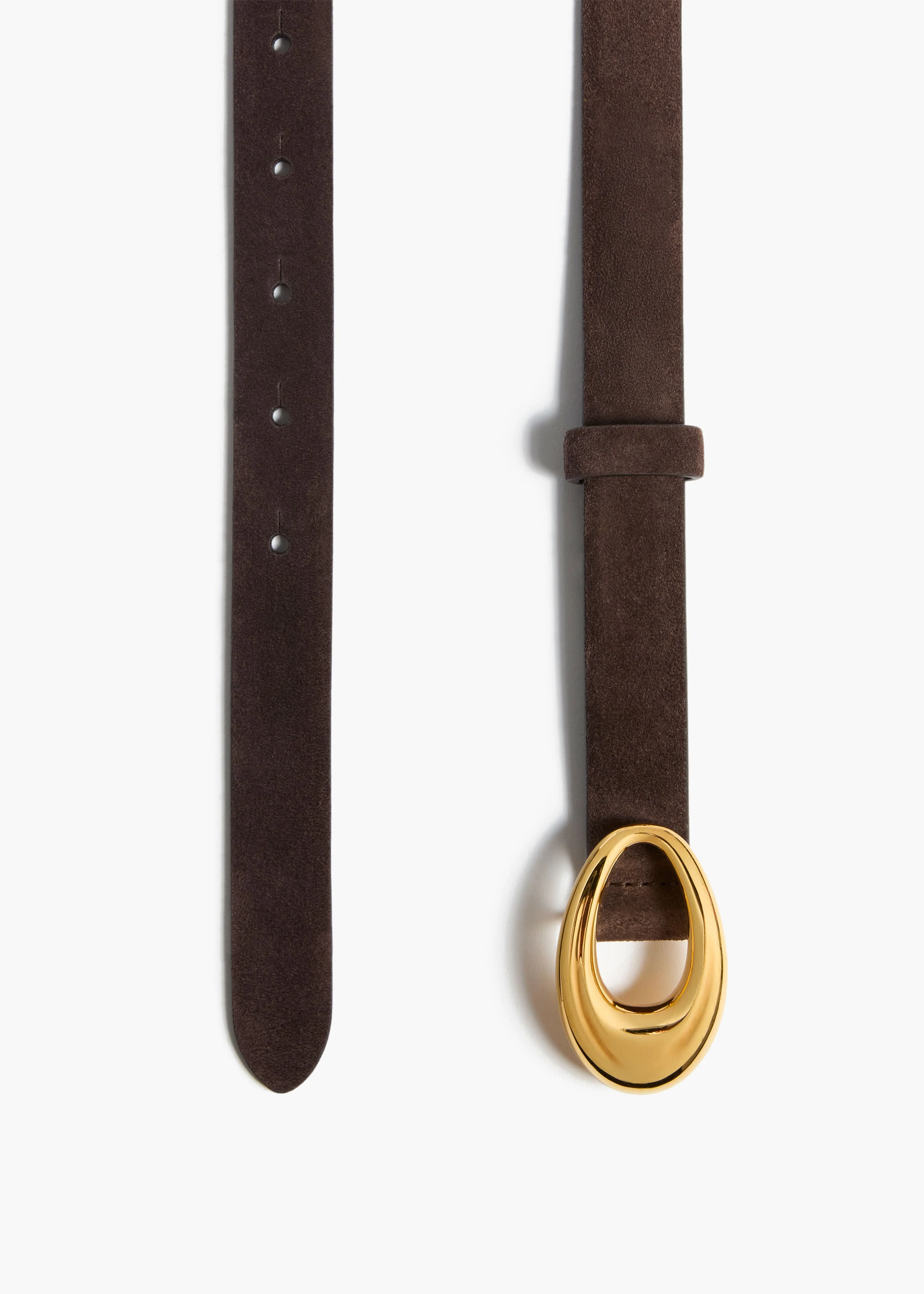 Khaite - Olivia Belt in Umber Suede with Gold - Image 5