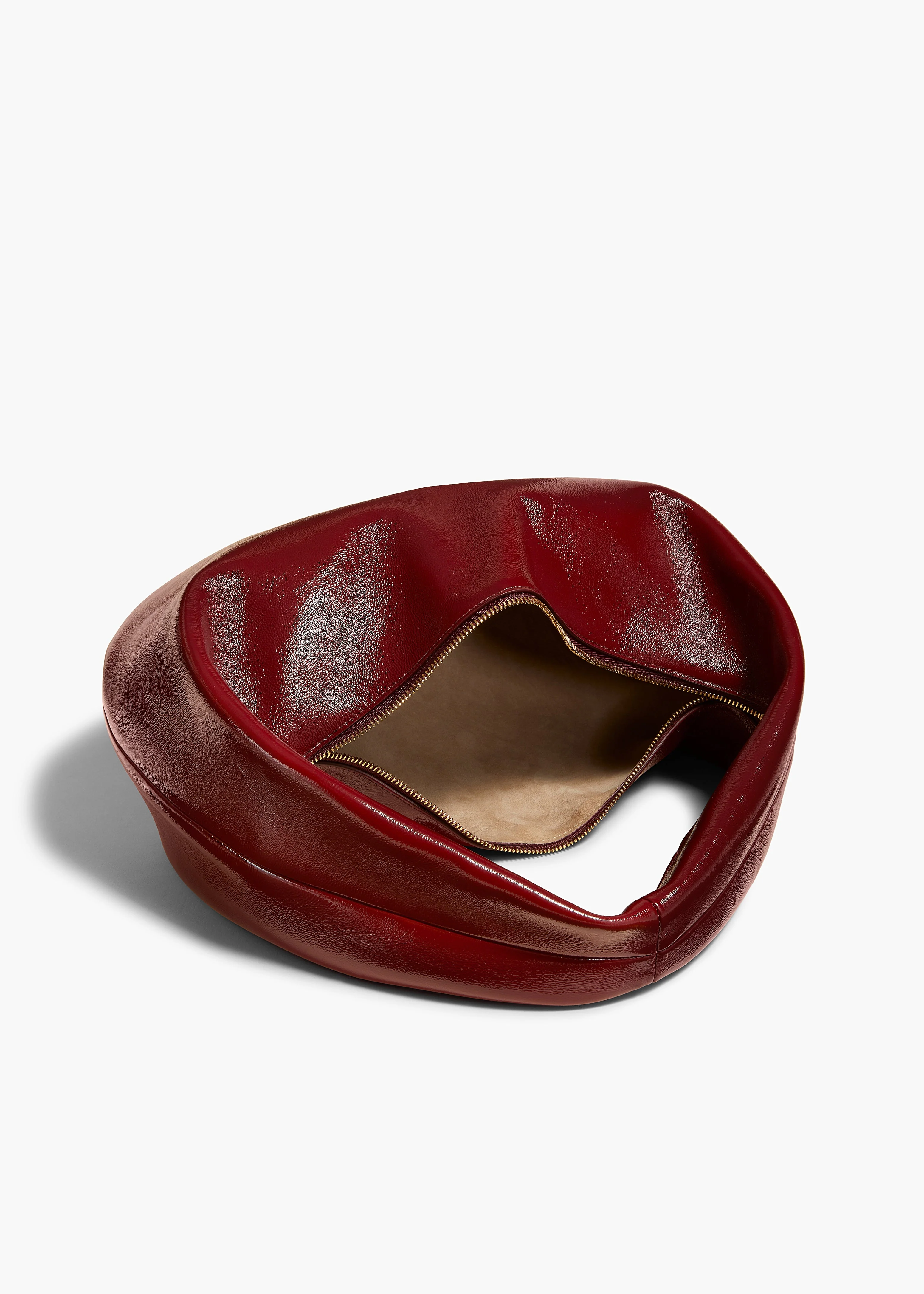 Khaite - Medium Olivia Hobo in Oxblood Crackle Patent Leather - Image 4