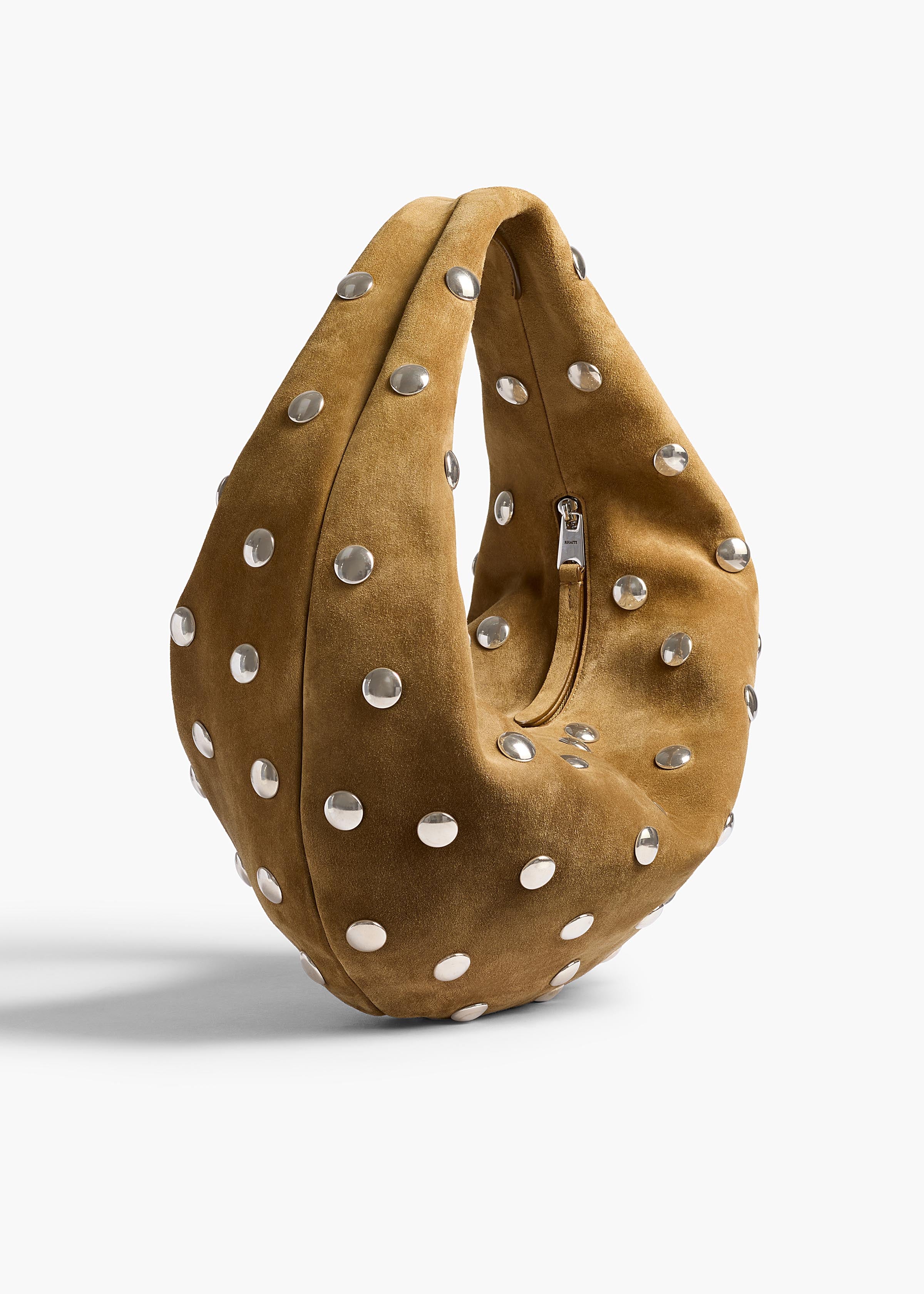 Khaite - Medium Olivia Hobo in Mud Suede with Silver Studs - Image 8