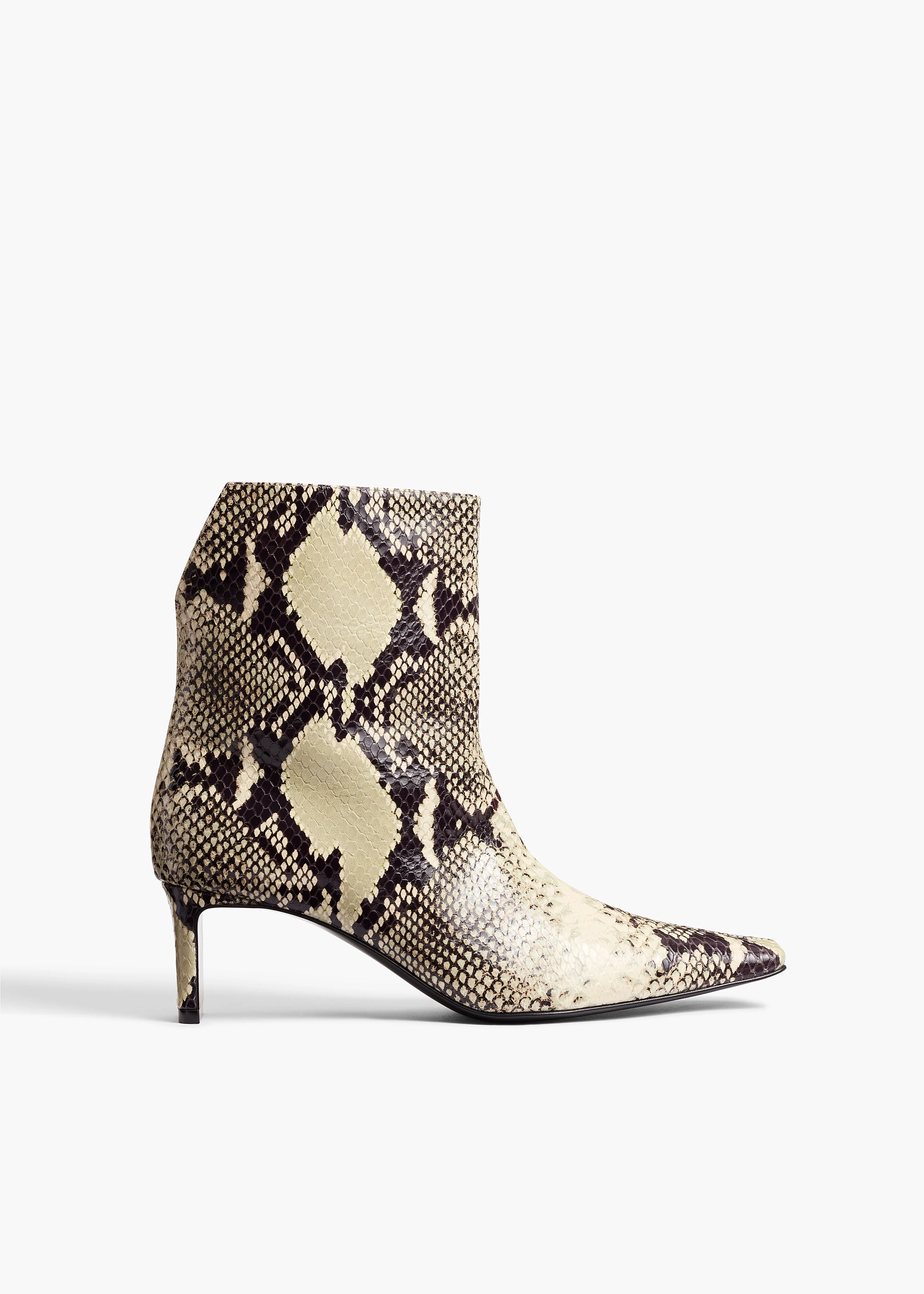 Khaite - Ona Ankle Boot in Natural Python - Embossed Leather