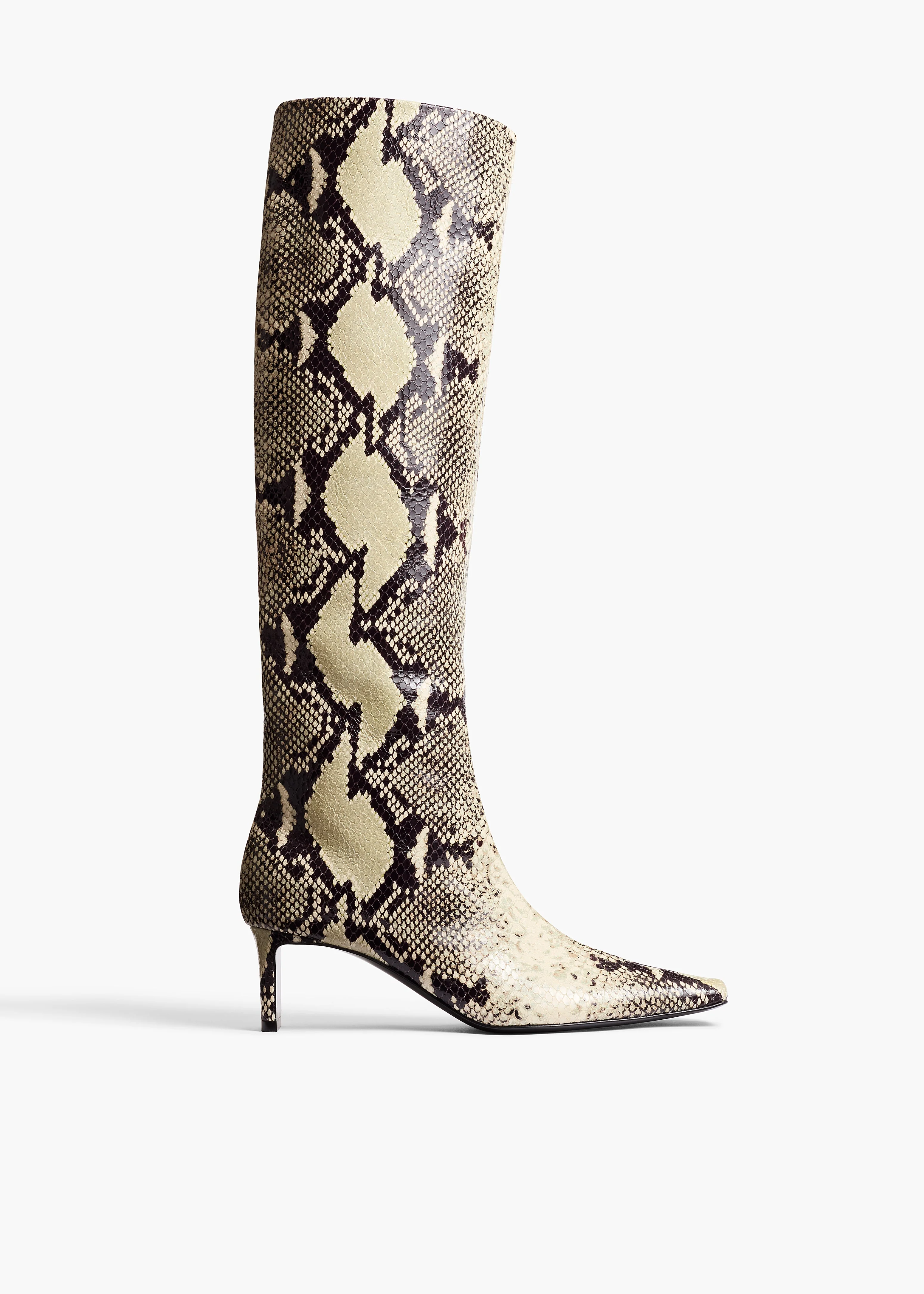 Khaite - Ona Knee - High Boot in Natural Python - Embossed Leather