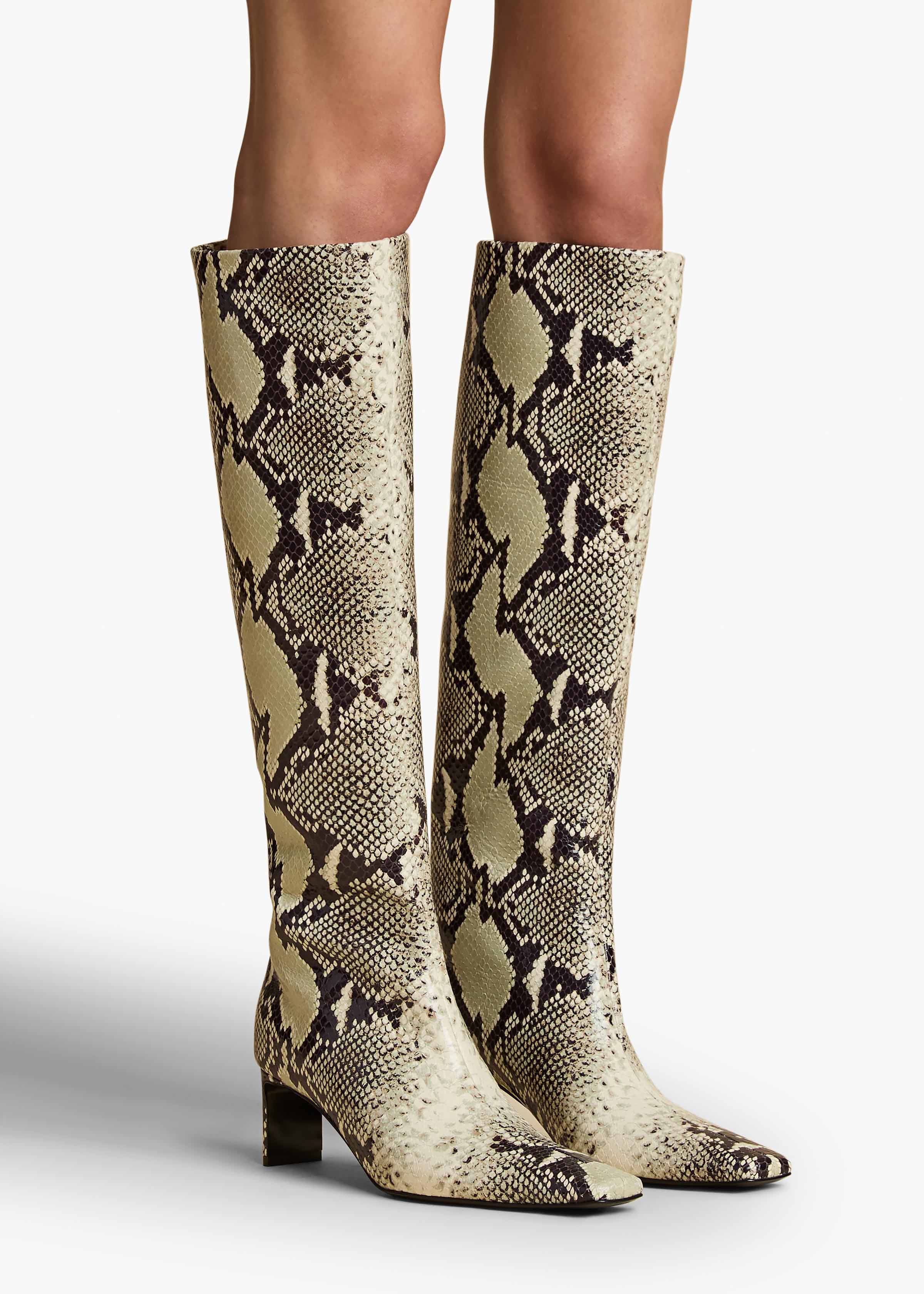 Khaite - Ona Knee - High Boot in Natural Python - Embossed Leather - Image 11