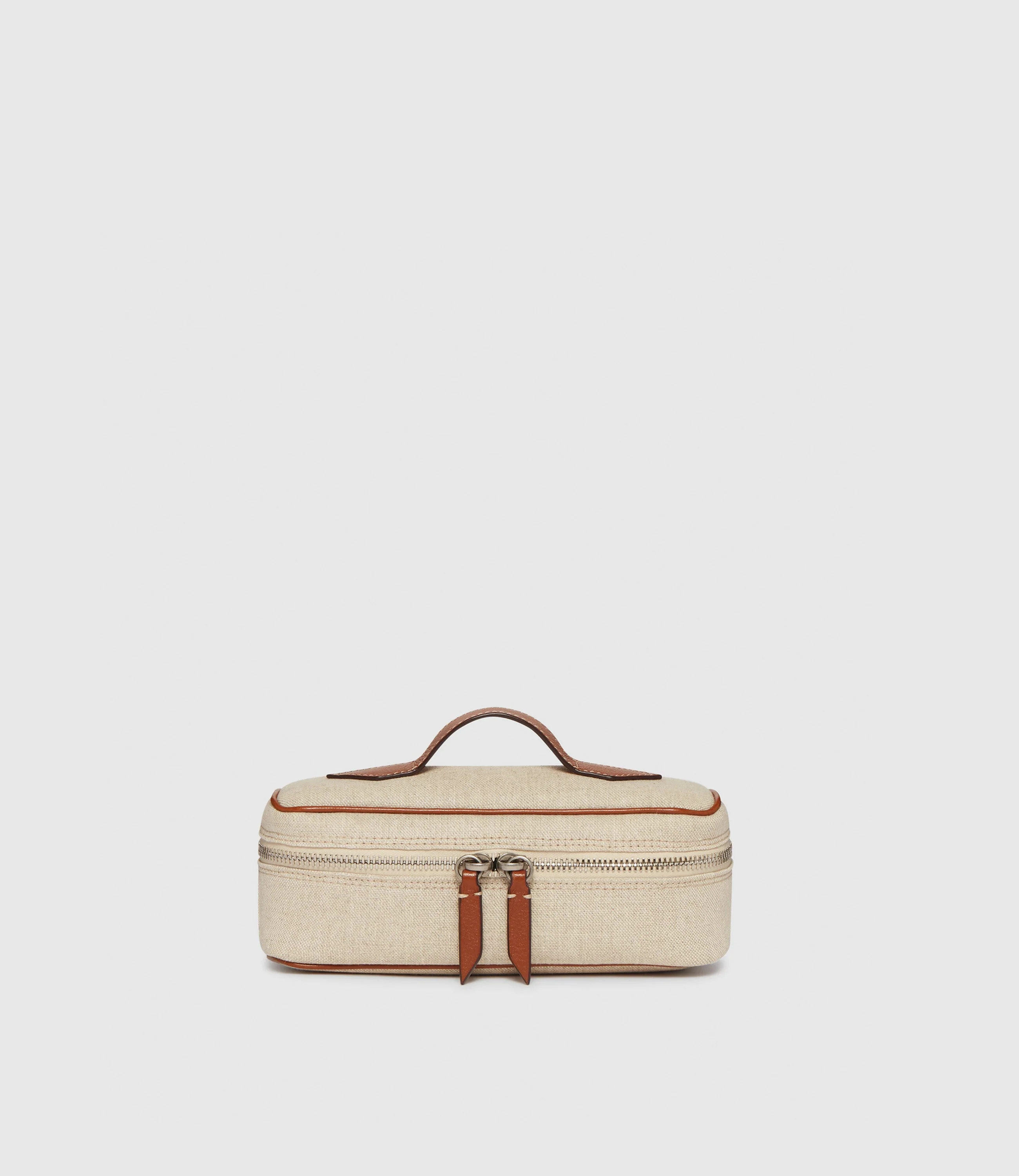 Metier - One Day Toiletry Bag Natural Linen with Cognac