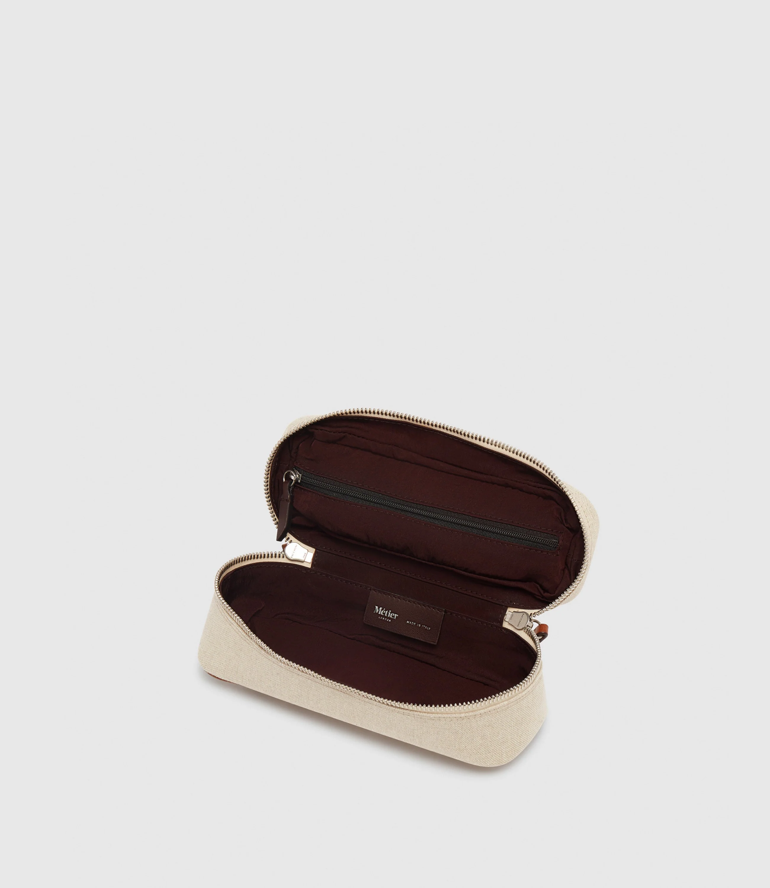 Metier - One Day Toiletry Bag Natural Linen with Cognac - Image 2