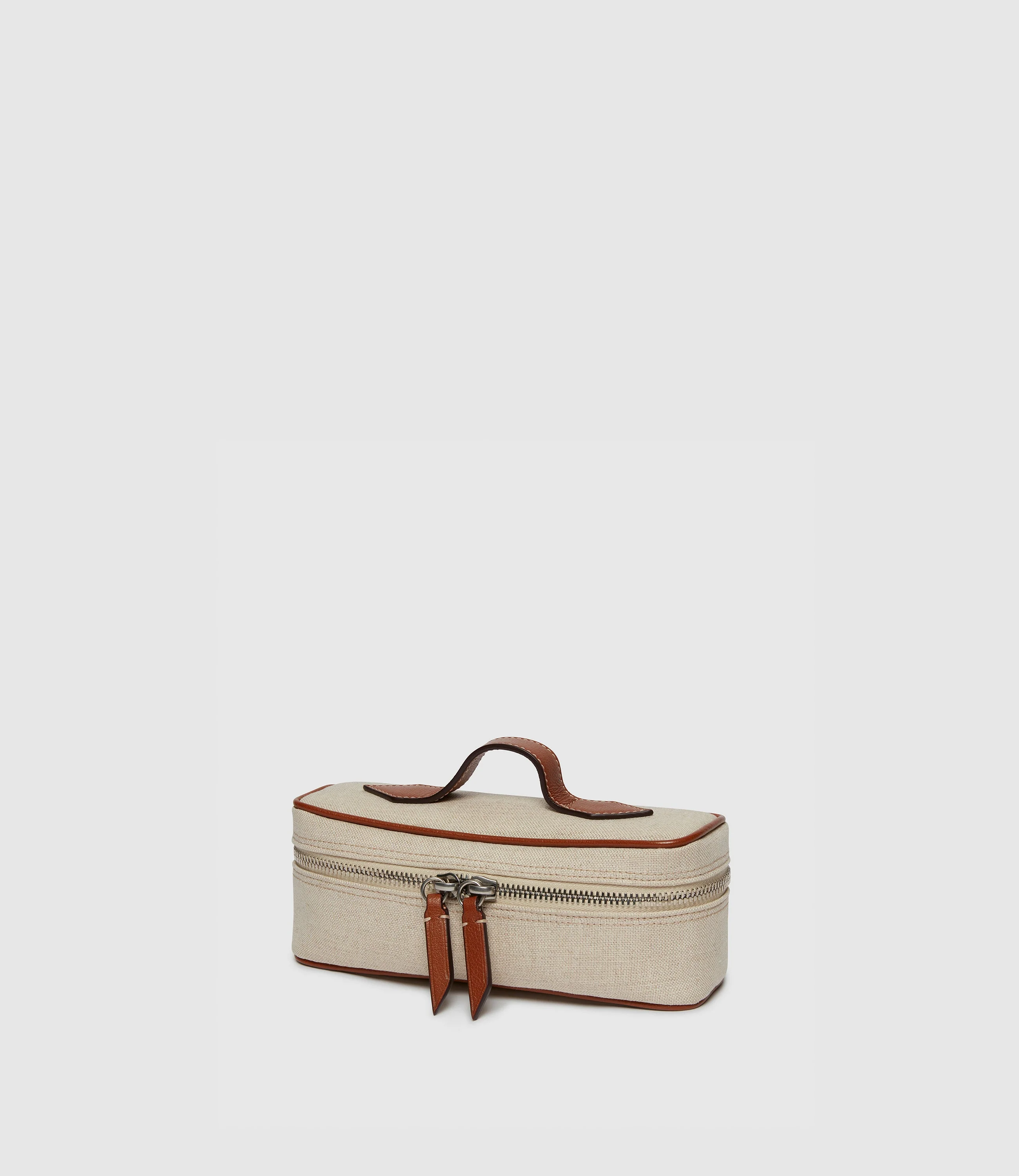 Metier - One Day Toiletry Bag Natural Linen with Cognac - Image 3