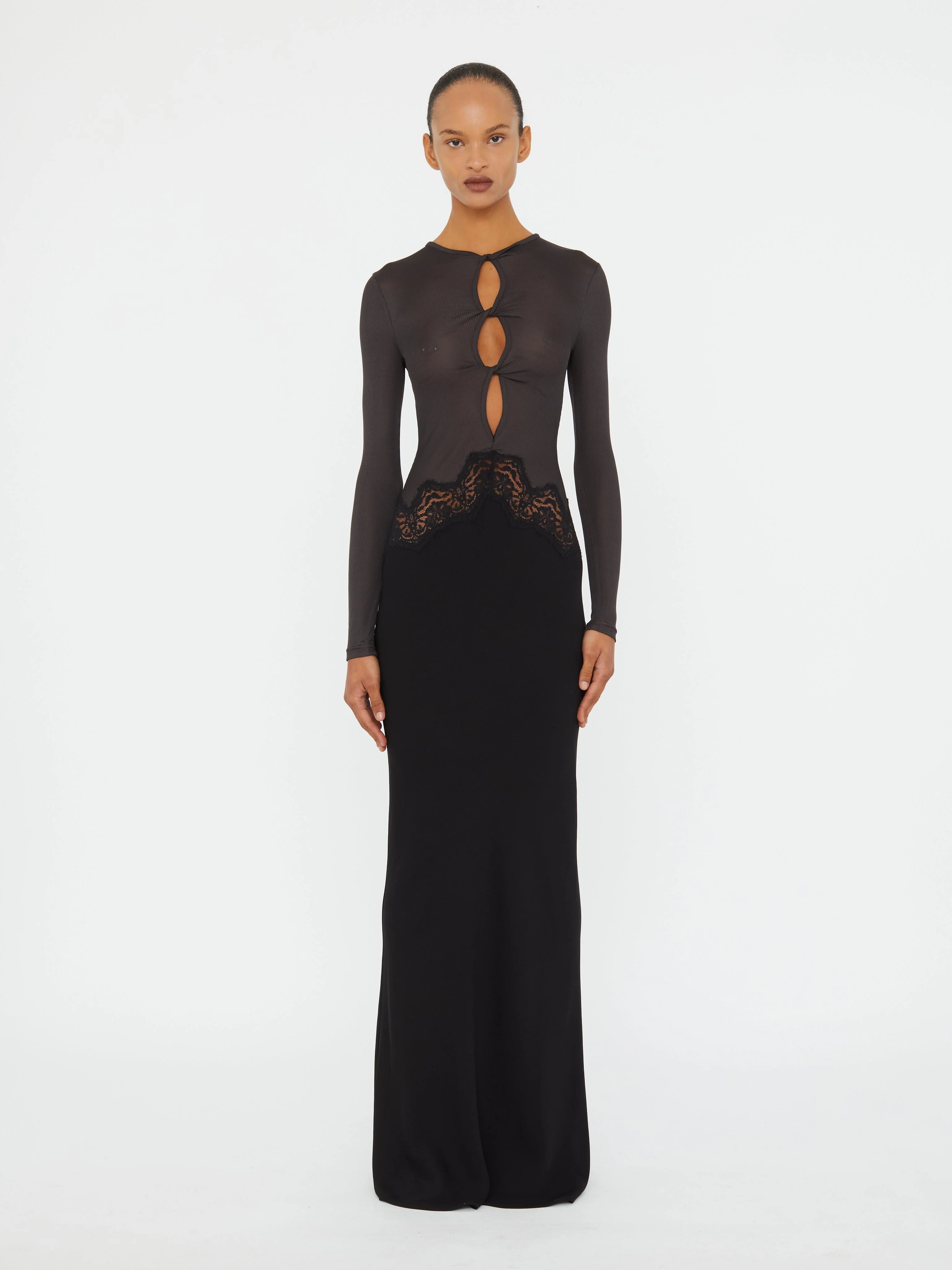Christopher Esber - Open Twist Verner Lace Long Sleeve Dress