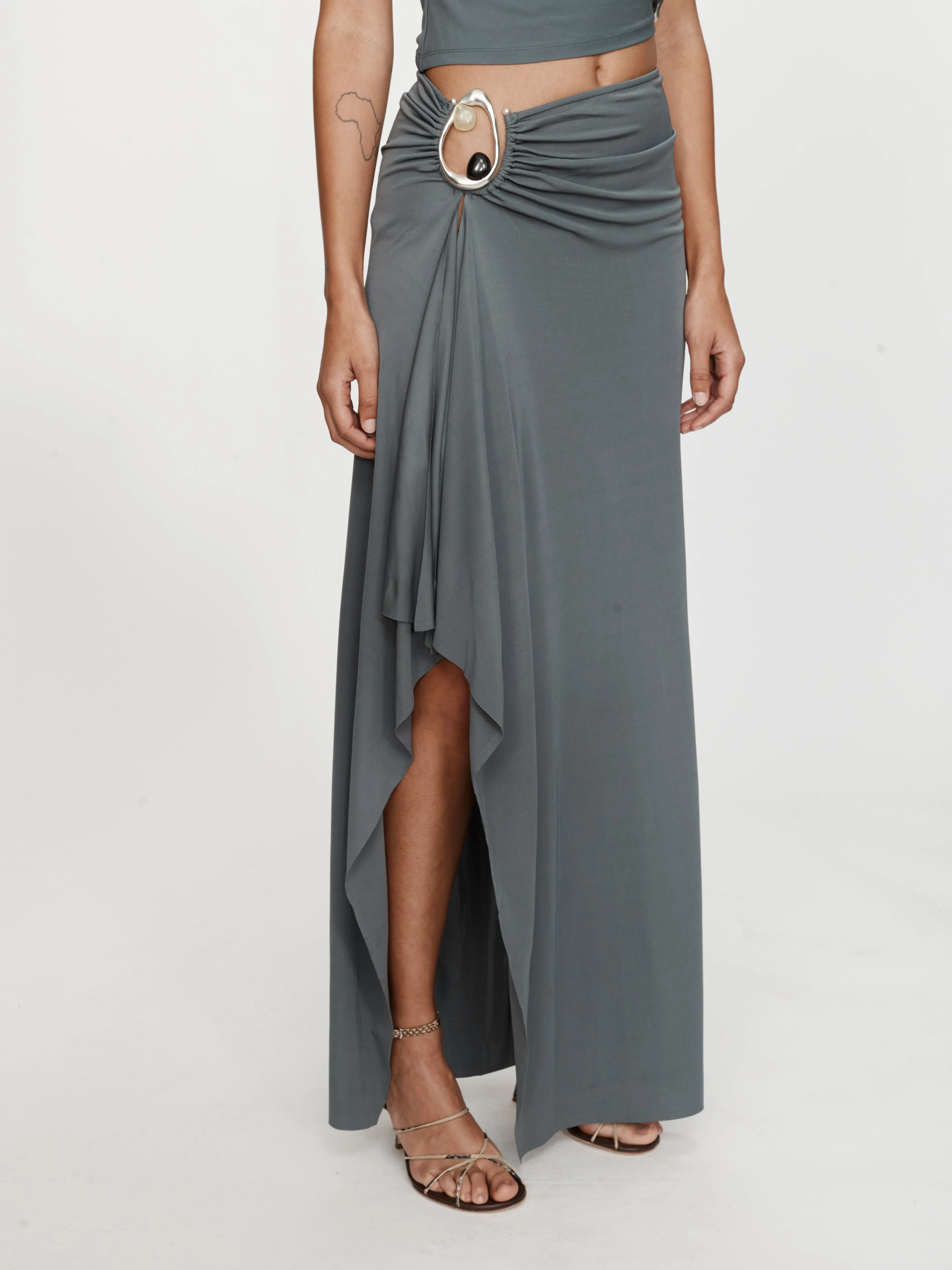 Christopher Esber - Orica Crystal Cascade Jersey Skirt - Image 3