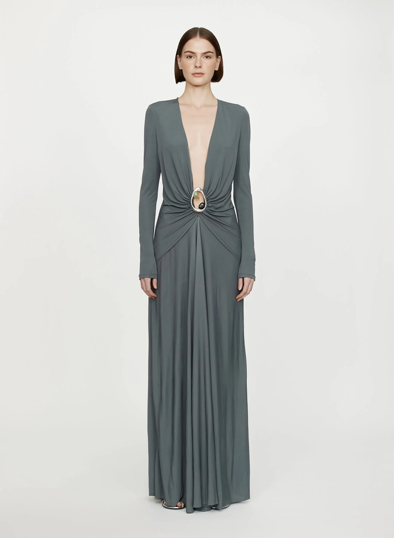 Christopher Esber - Orica Crystal Ruched Long Sleeve Dress - Image 4