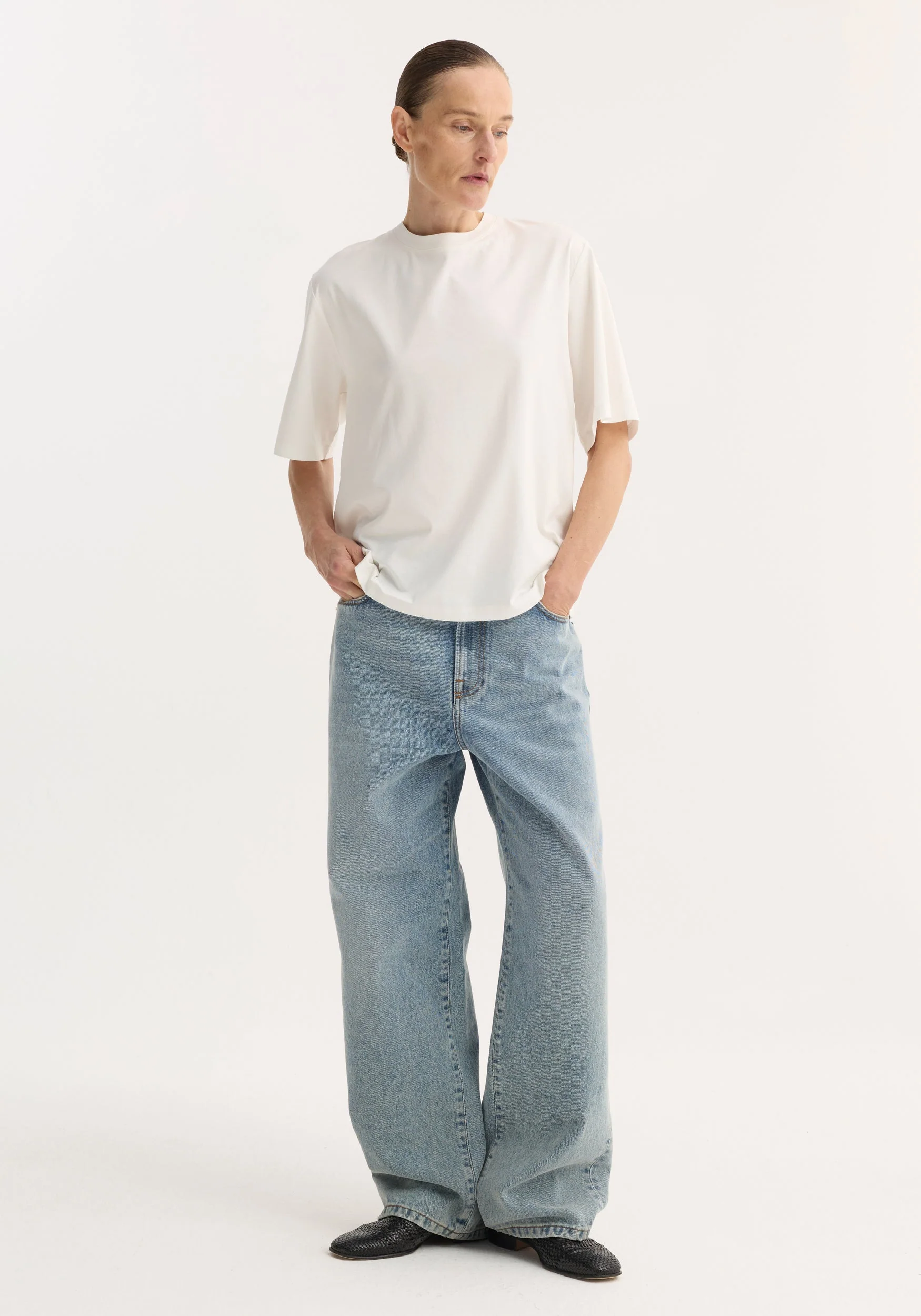 ROHE - Oversized cotton silk t - shirt | off white