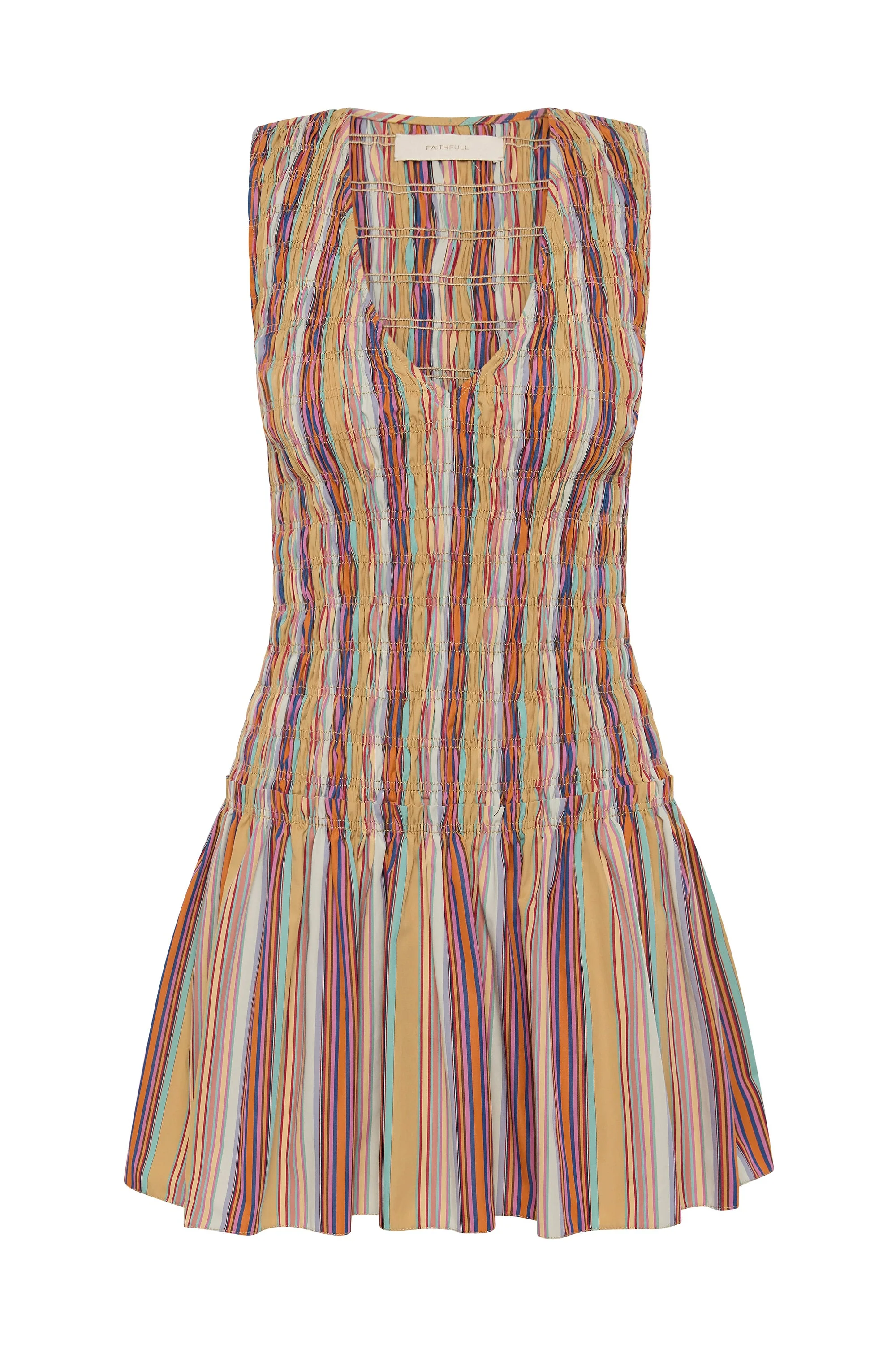 Faithfull - Palomar Mini Dress Agua Stripe Mustard - Image 6