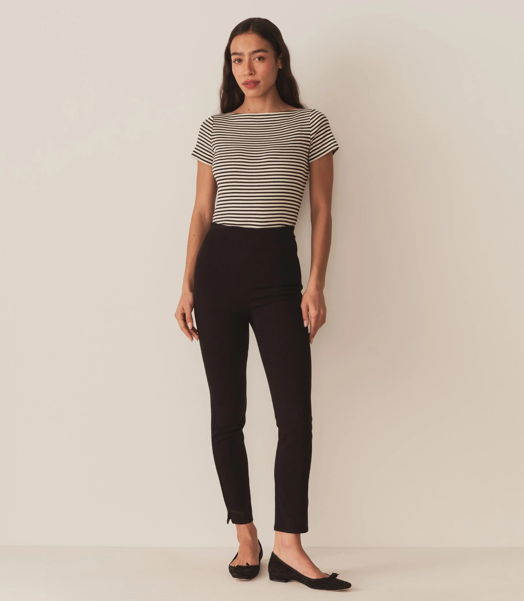 DÔEN - PAULINE TEE -- BLACK VENETIA STRIPE - Image 2