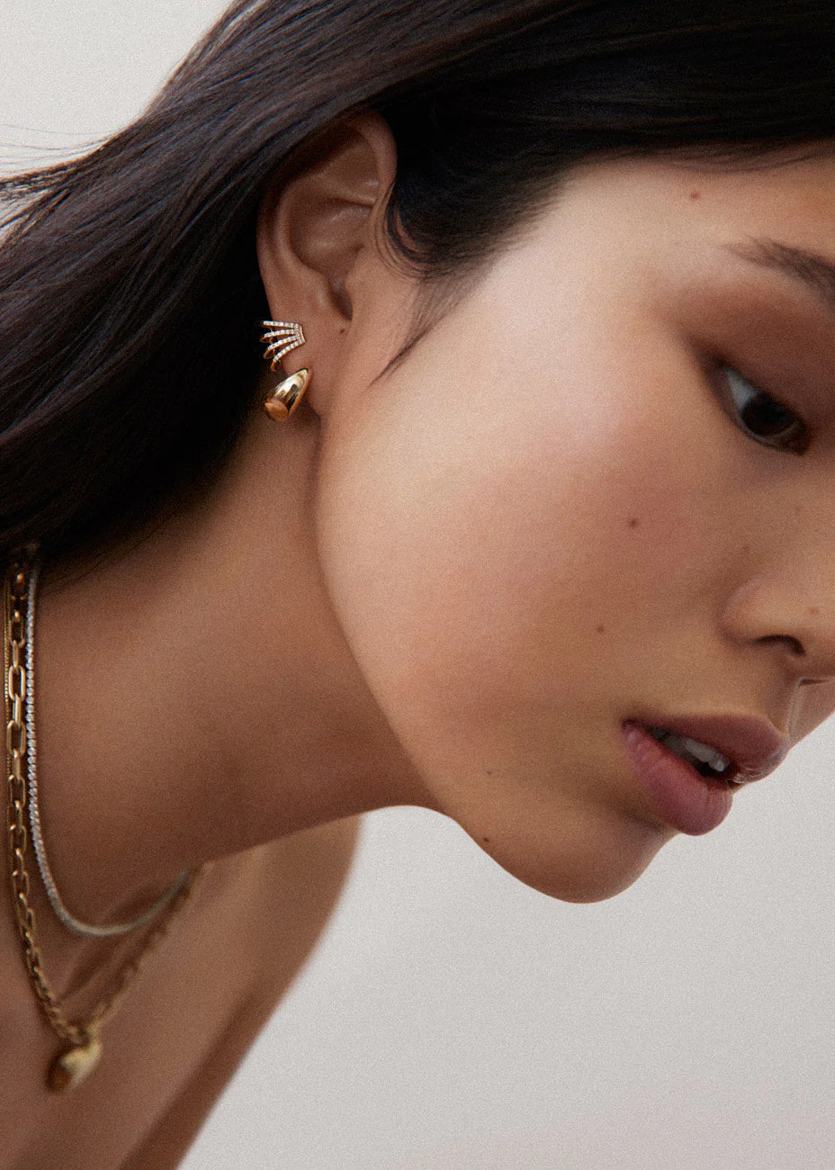 Kinn - Pavé Cuff Stud Earrings Diamond - Image 3
