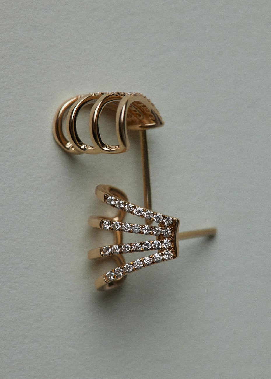 Kinn - Pavé Cuff Stud Earrings Diamond - Image 4