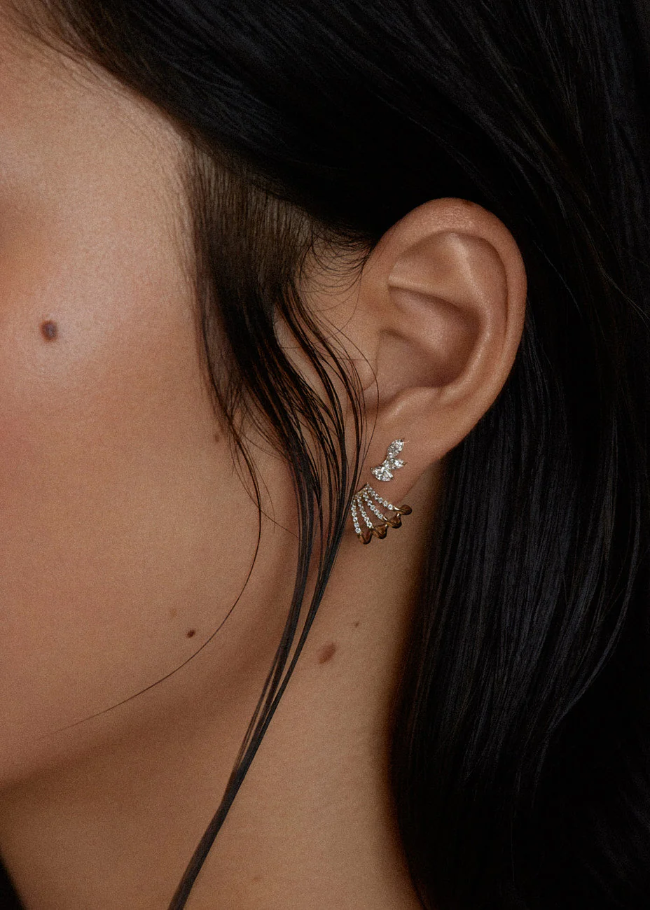 Kinn - Pavé Cuff Stud Earrings Diamond - Image 5