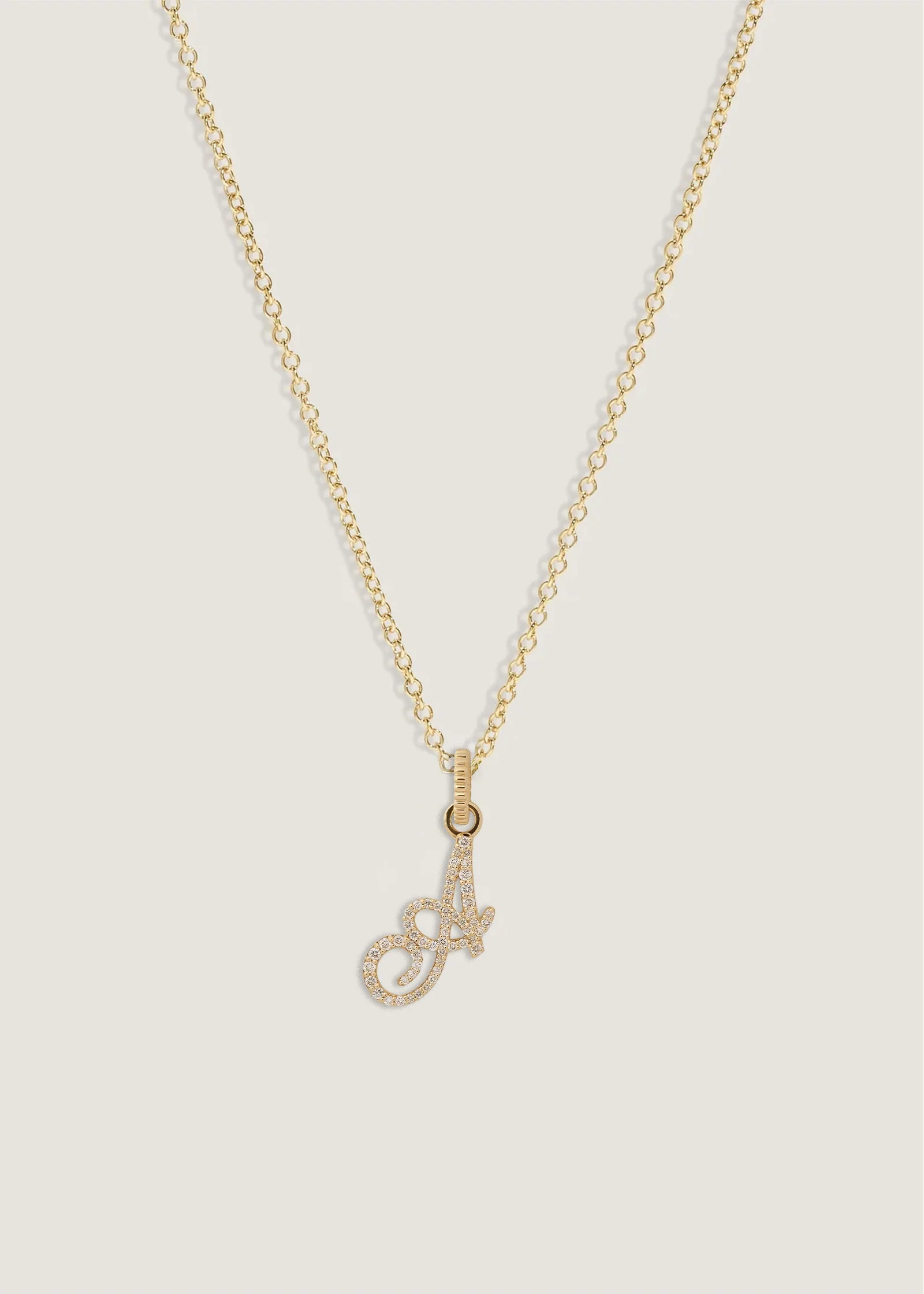 Kinn - Pave Love Letter Charm Pendant Necklace