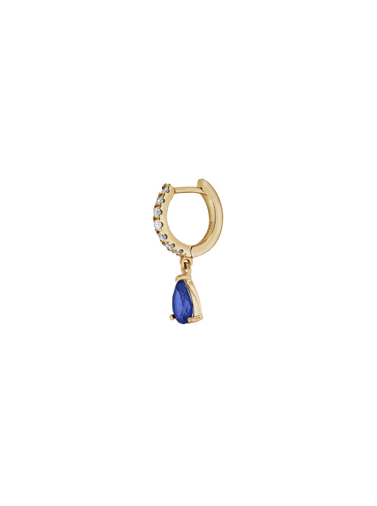 Dorsey - PAVÉ PEAR - DROP HUGGIE EARRING IN LAB BLUE SAPPHIRE - Image 2