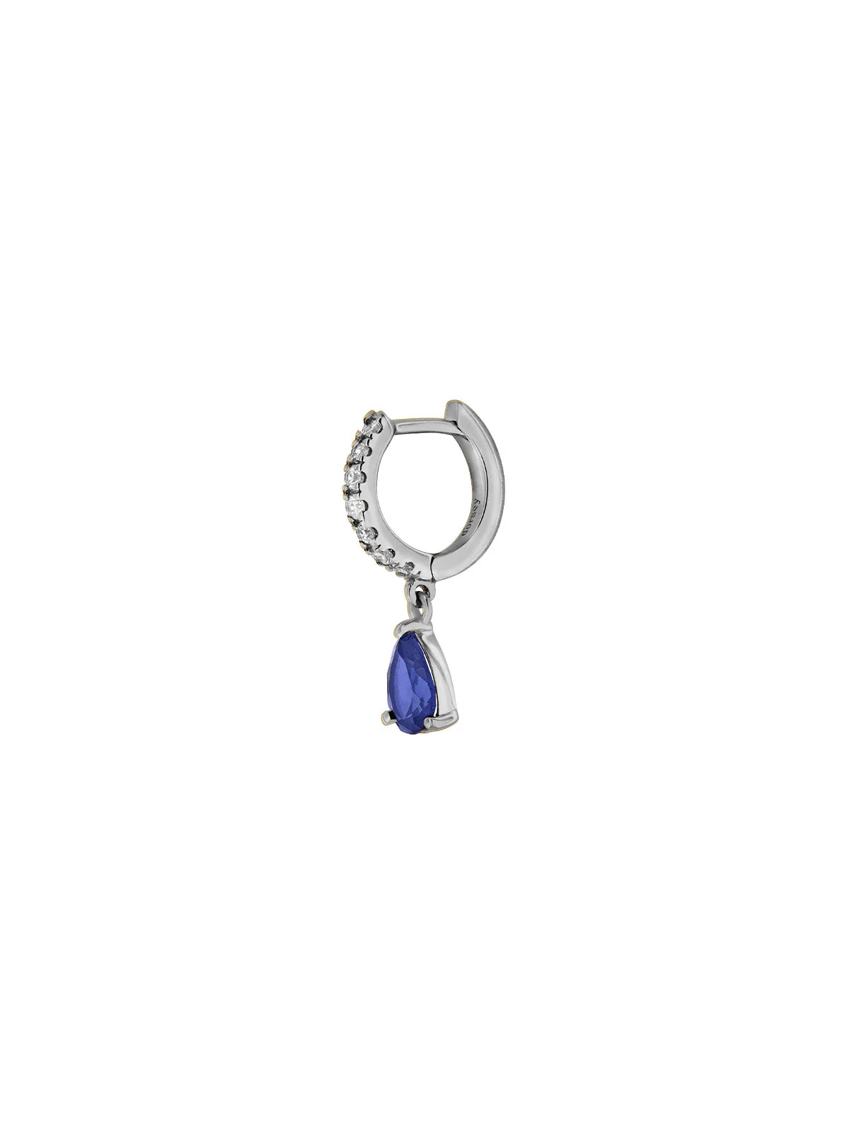 Dorsey - PAVÉ PEAR - DROP HUGGIE EARRING IN LAB BLUE SAPPHIRE - Image 2