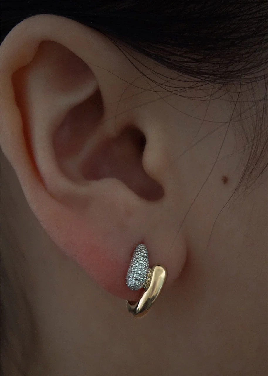 Kinn - Pavé Wrap Around Huggie Earrings - Image 2