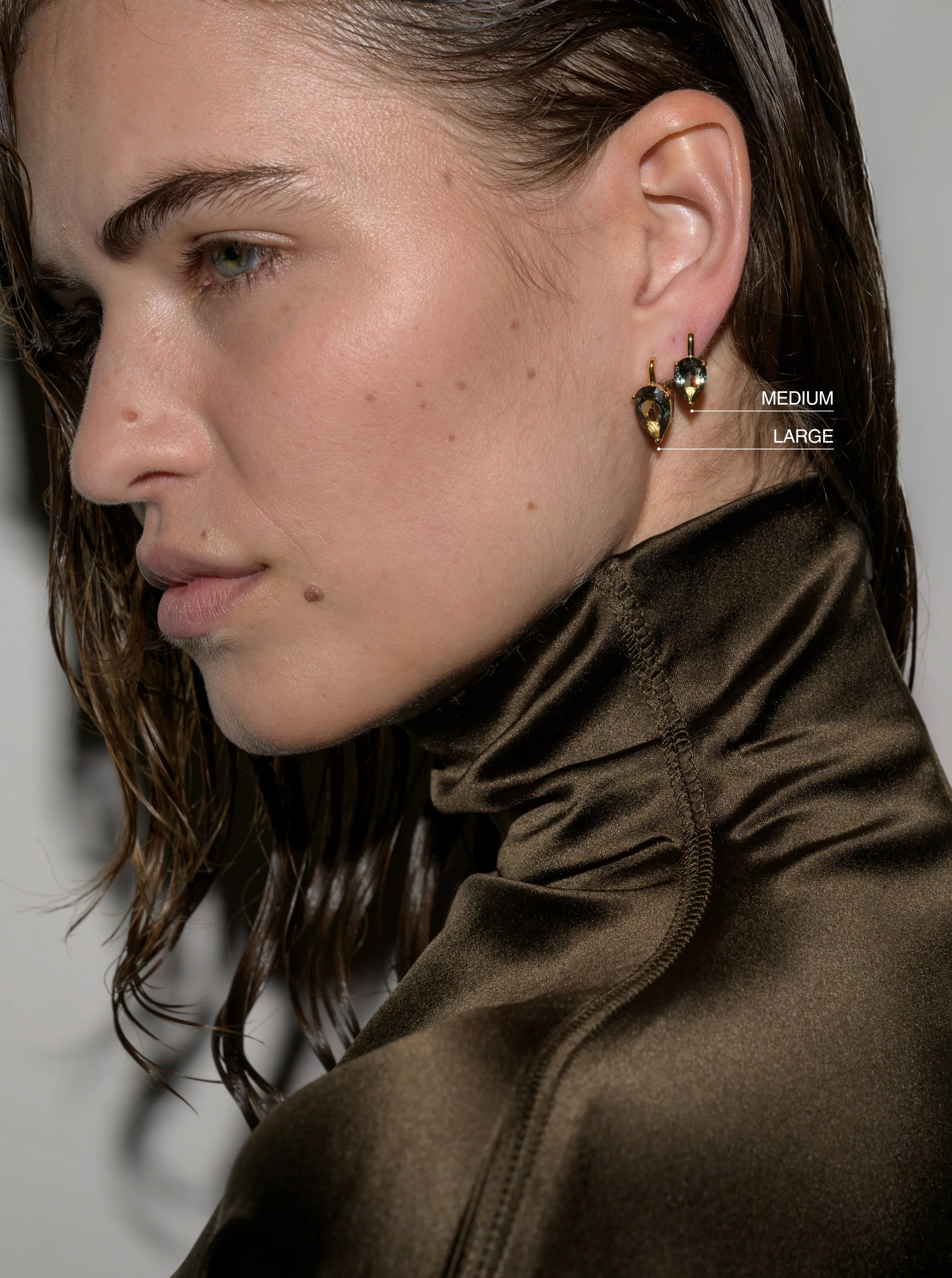 Dorsey - PORTER PEAR - CUT EARRINGS IN LAB MOSS GREEN TOURMALINE - Image 3