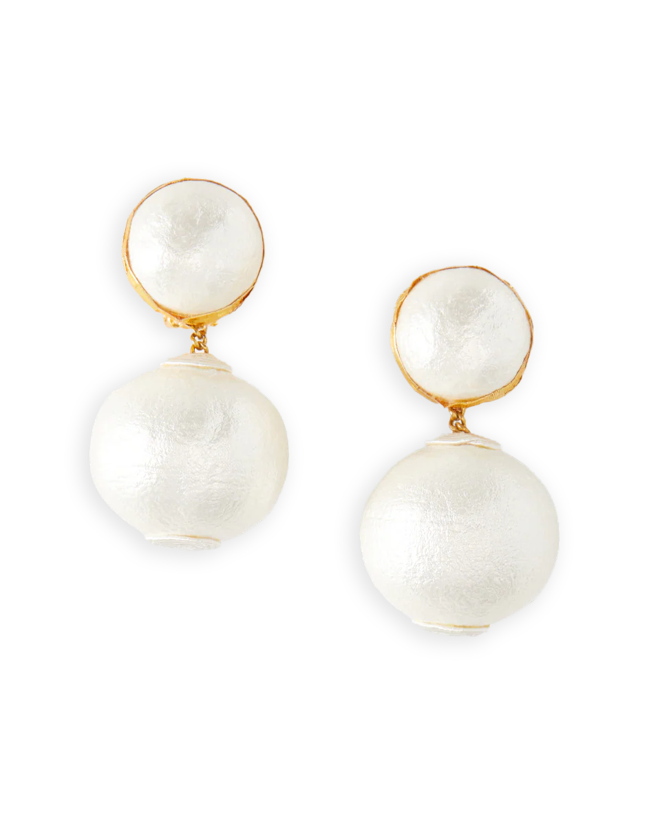 Veronica Beard - Pearl 2 Drop Earrings | Clip Backing - Image 5