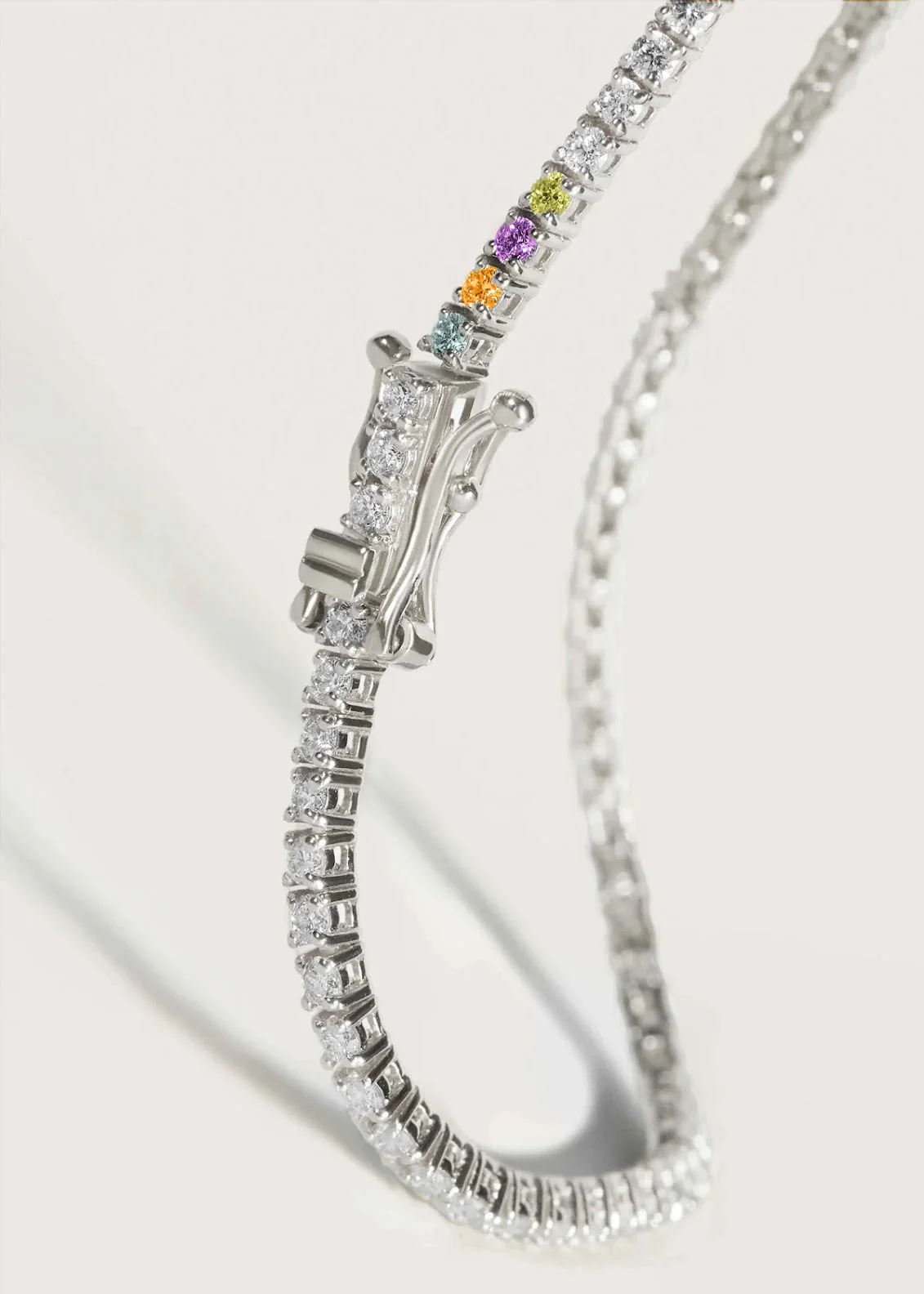 Kinn - Classic Diana Tennis Birthstone Bracelet White Gold